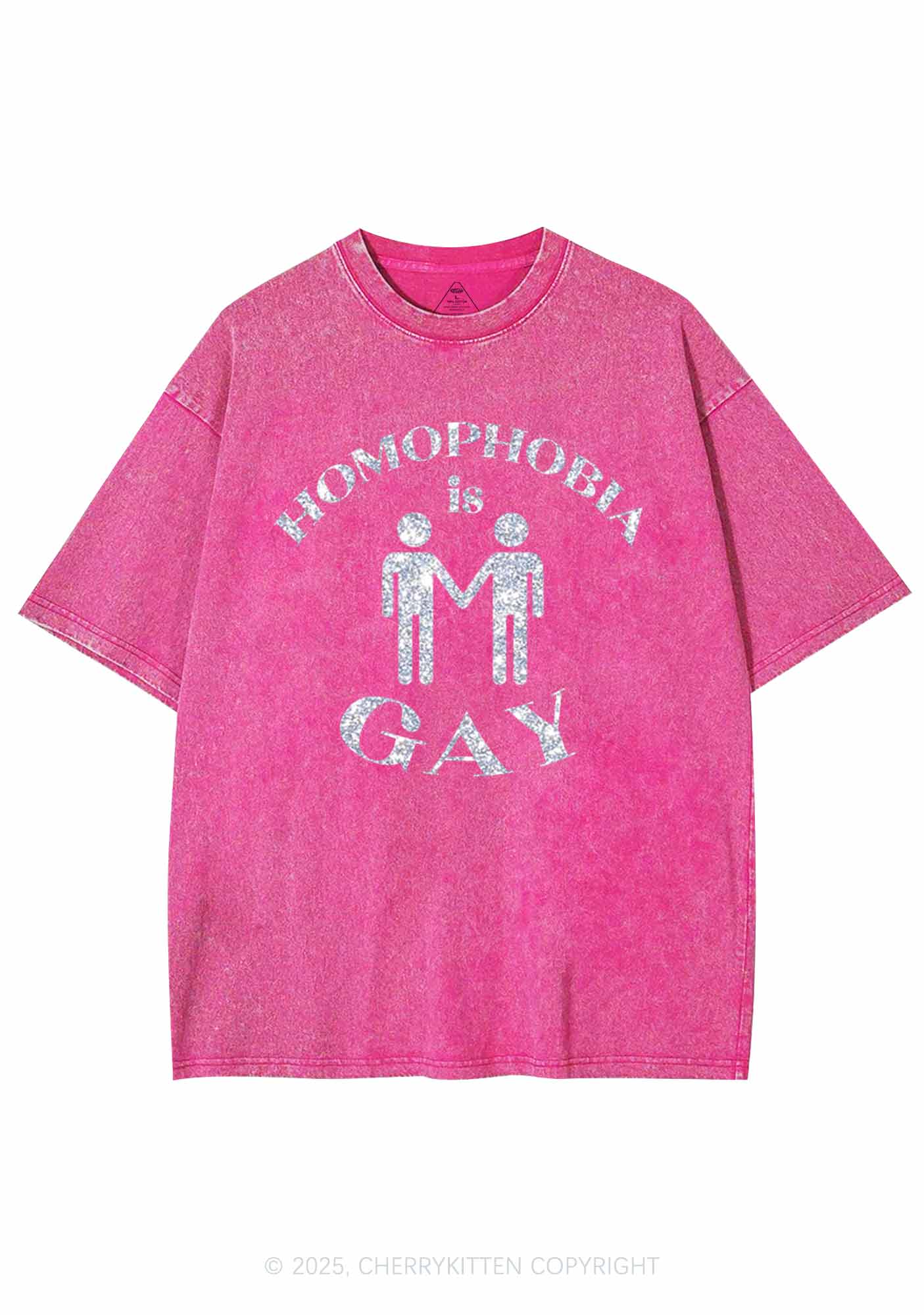 Glitter Homophobia Is Gay Pride Y2K Shirts Washed Tee Cherrykitten - Image 4