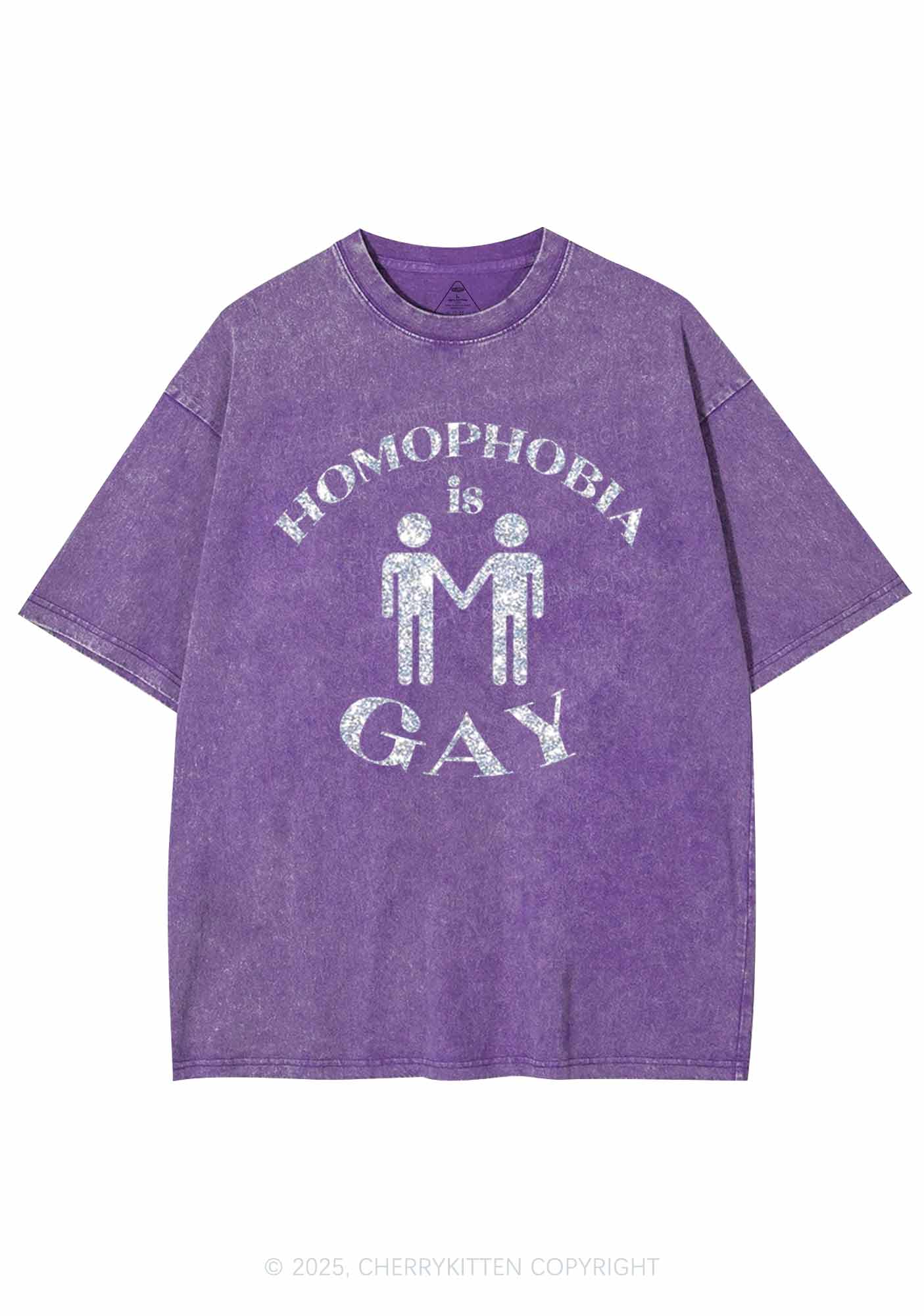 Glitter Homophobia Is Gay Pride Y2K Shirts Washed Tee Cherrykitten - Image 5