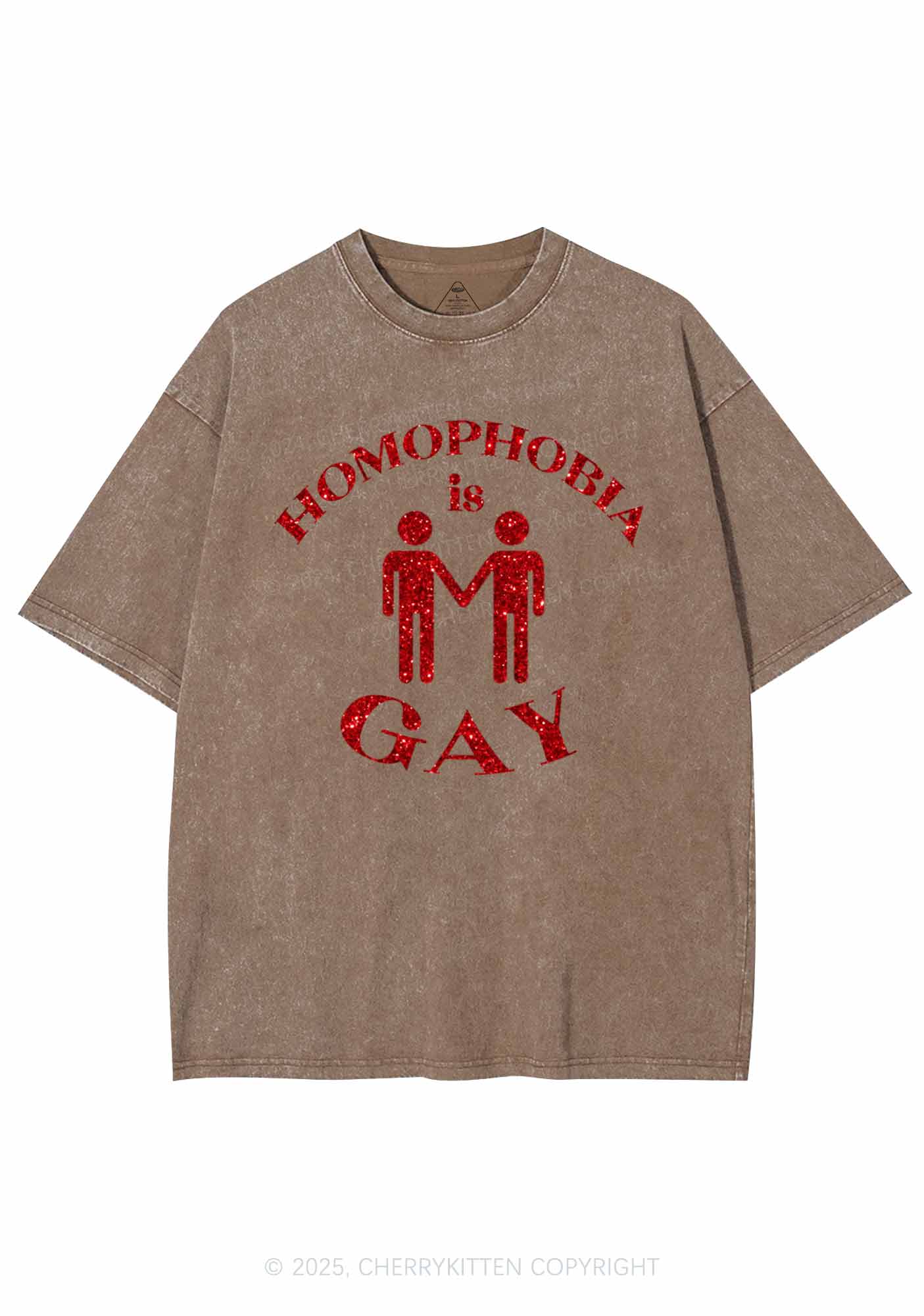 Glitter Homophobia Is Gay Pride Y2K Shirts Washed Tee Cherrykitten - Image 7