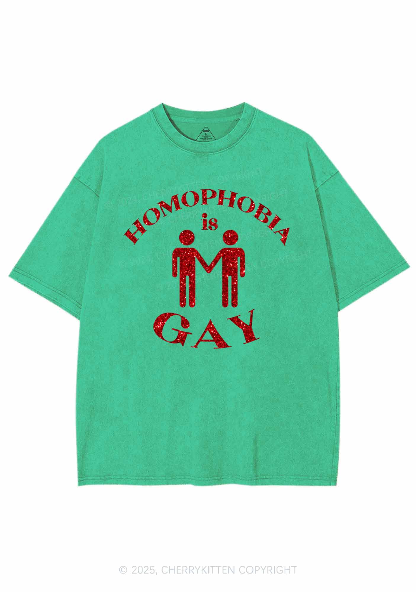 Glitter Homophobia Is Gay Pride Y2K Shirts Washed Tee Cherrykitten - Image 8