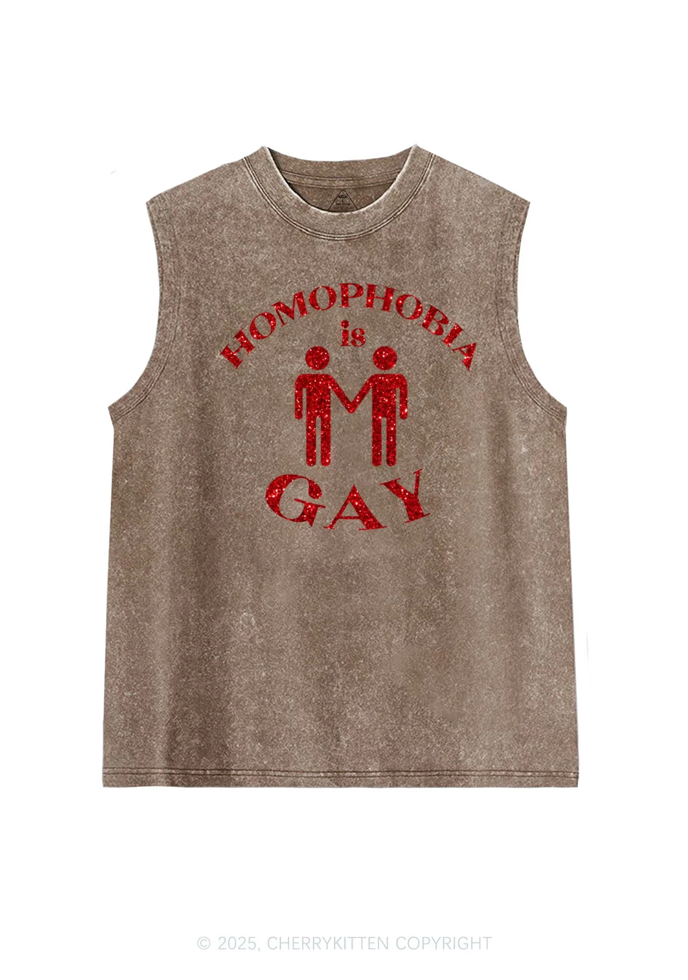 Glitter Homophobia Is Gay Pride Y2K Washed Muscle Tank Cherrykitten - Image 5