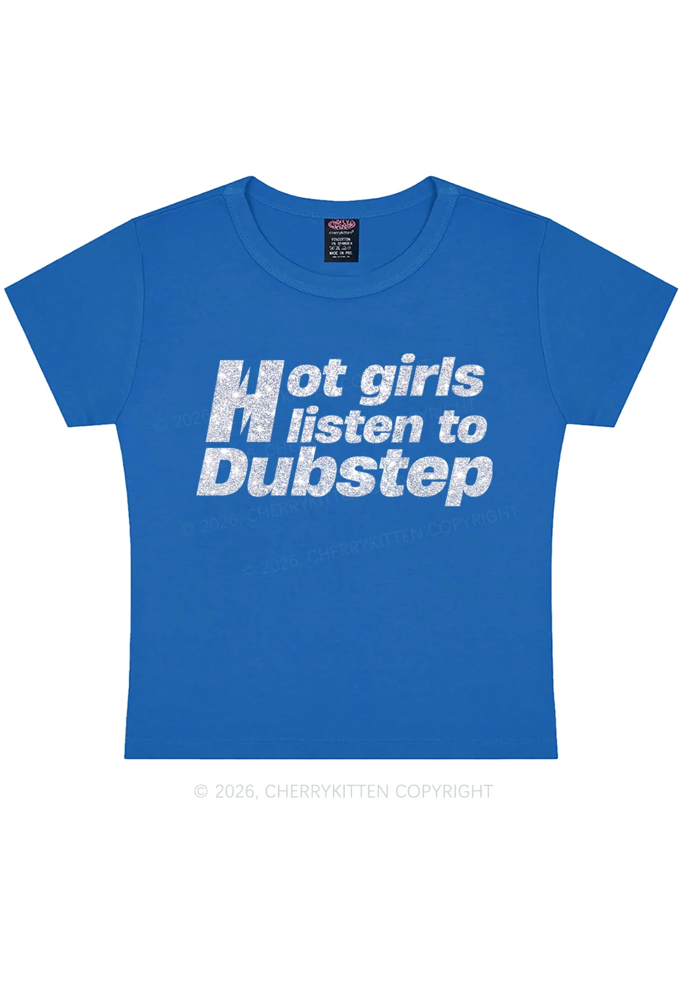 Glitter Hot Girls Listen To Dubstep Y2K Baby Tee Cherrykitten - Image 7