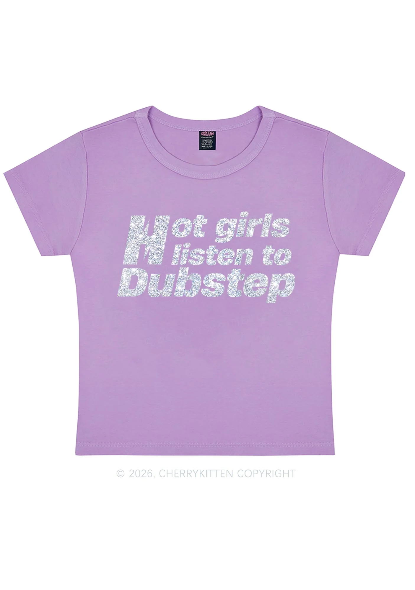 Glitter Hot Girls Listen To Dubstep Y2K Baby Tee Cherrykitten - Image 9