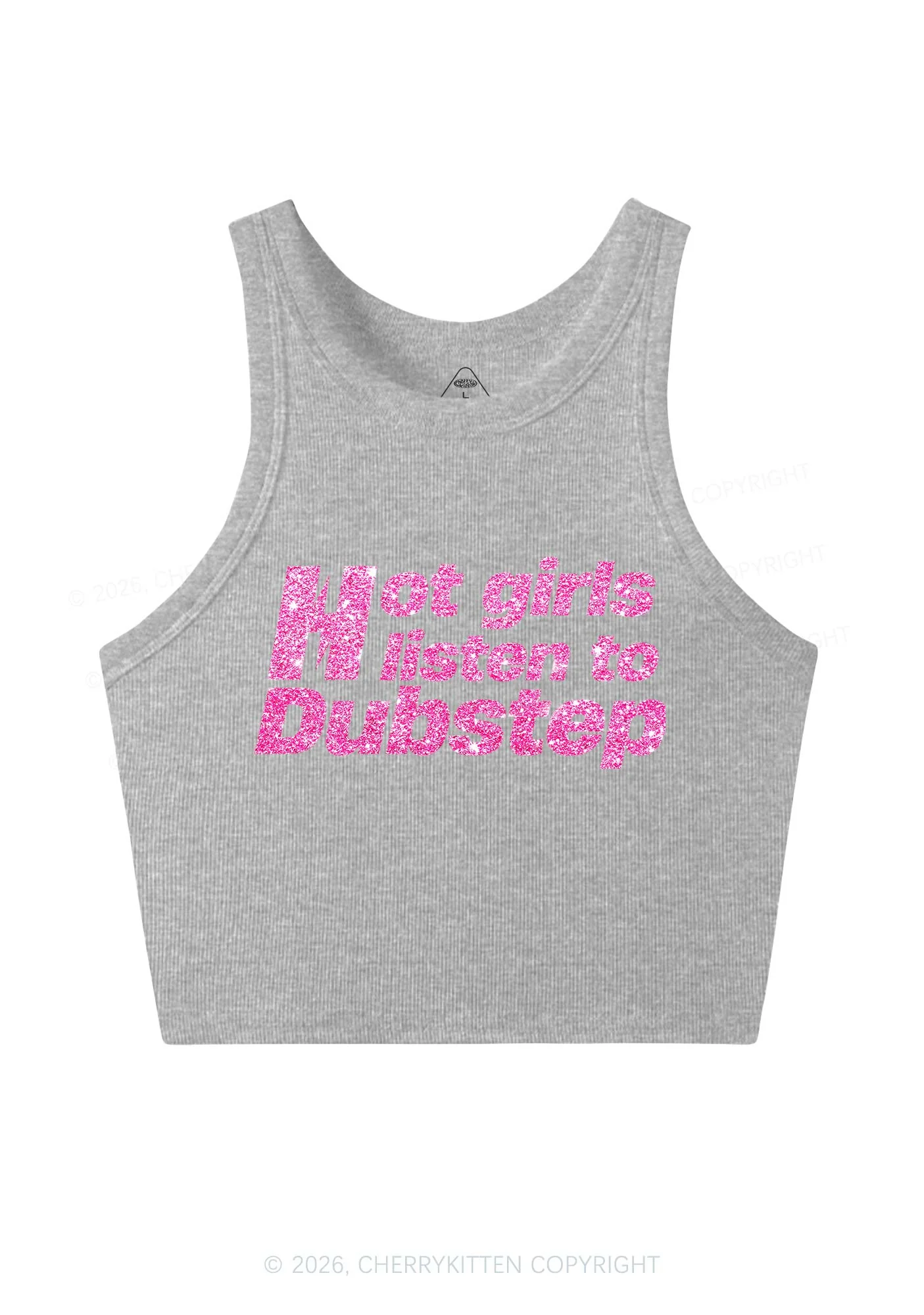 Glitter Hot Girls Listen To Dubstep Y2K Crop Tank Top Cherrykitten - Image 10