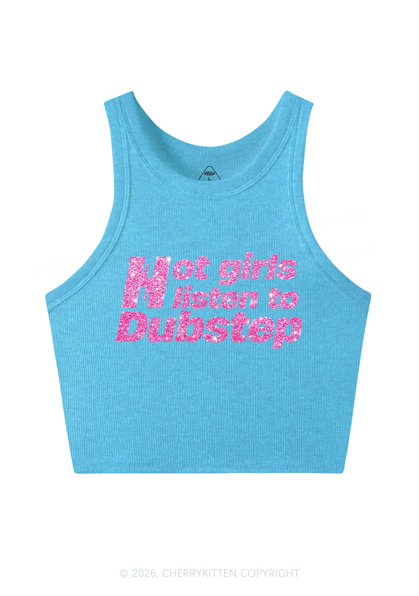 Glitter Hot Girls Listen To Dubstep Y2K Crop Tank Top Cherrykitten - Image 12