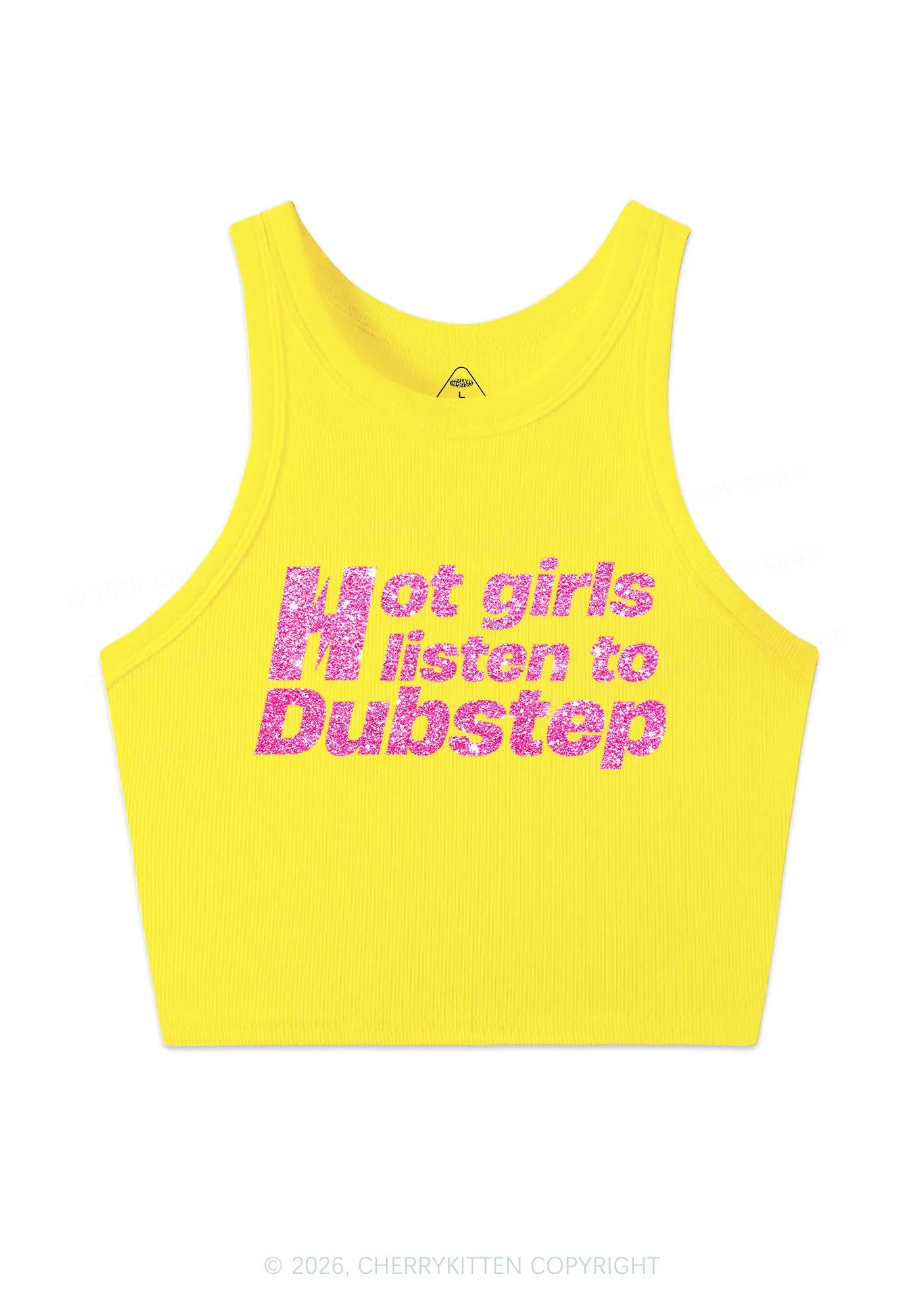 Glitter Hot Girls Listen To Dubstep Y2K Crop Tank Top Cherrykitten - Image 13