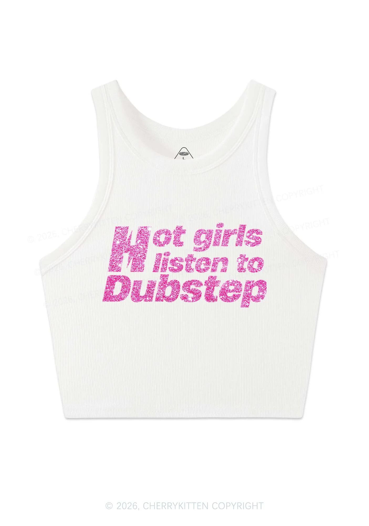 Glitter Hot Girls Listen To Dubstep Y2K Crop Tank Top Cherrykitten - Image 4