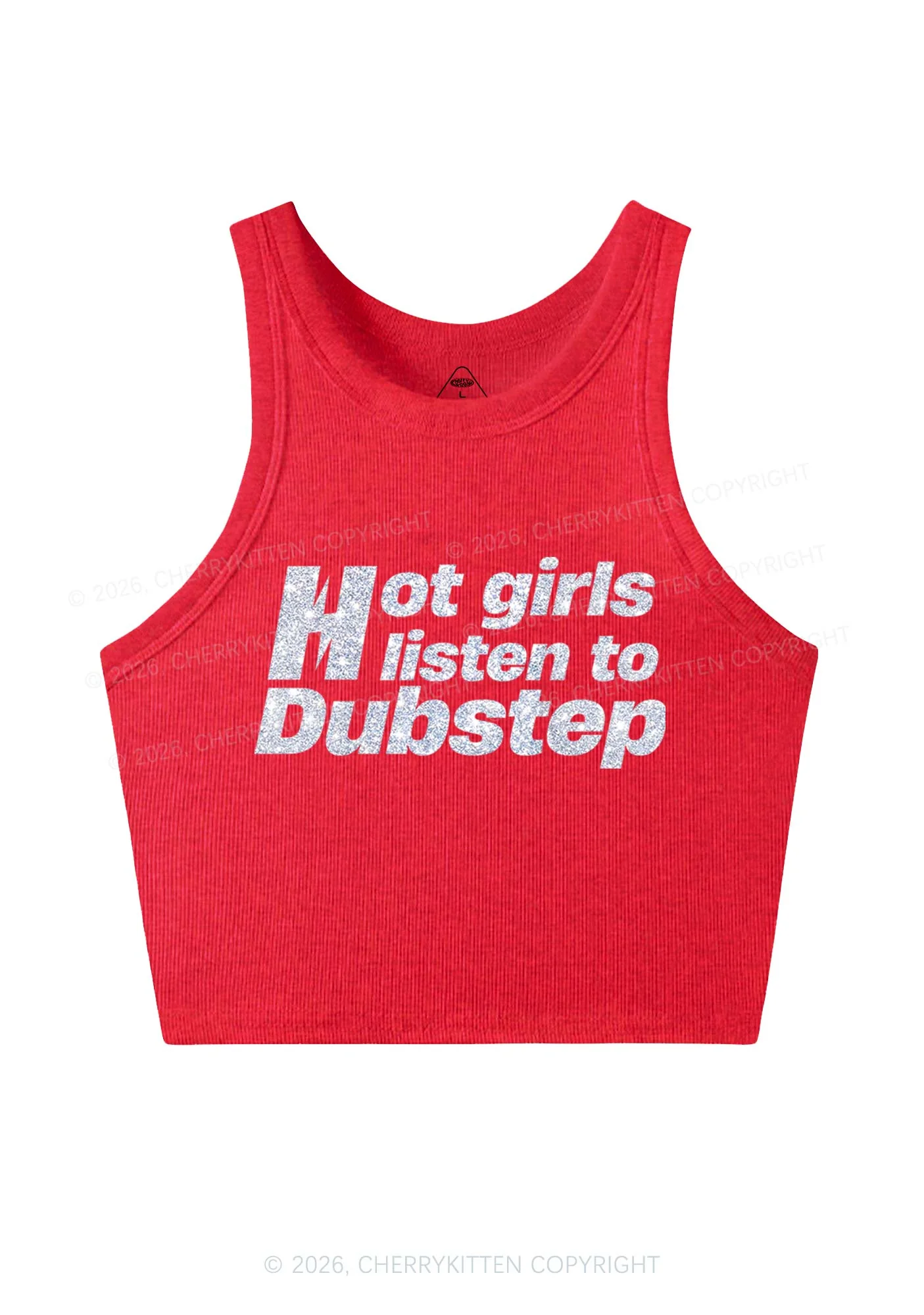 Glitter Hot Girls Listen To Dubstep Y2K Crop Tank Top Cherrykitten - Image 6