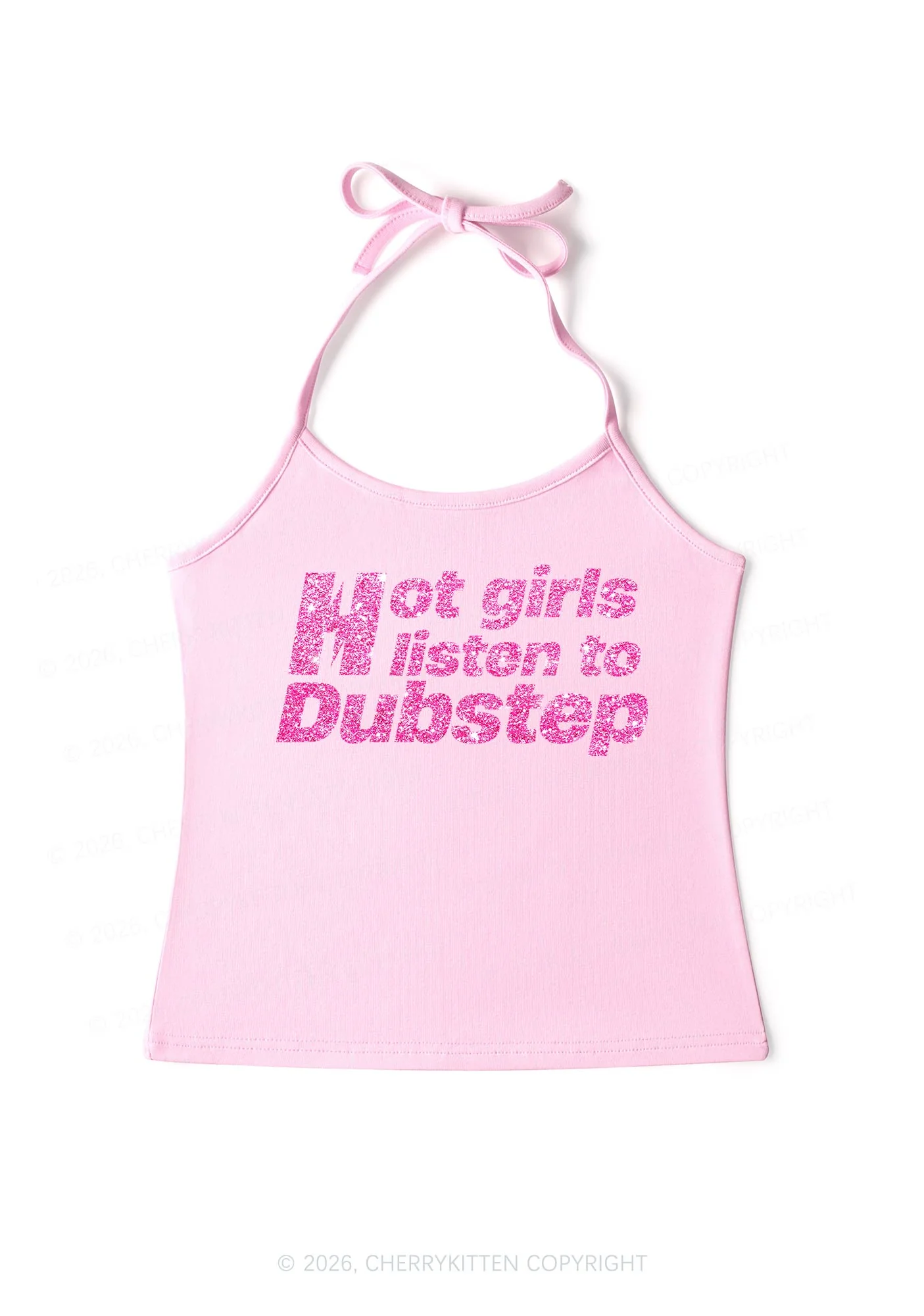 Glitter Hot Girls Listen To Dubstep Y2K Halter Neck Cami Cherrykitten - Image 4