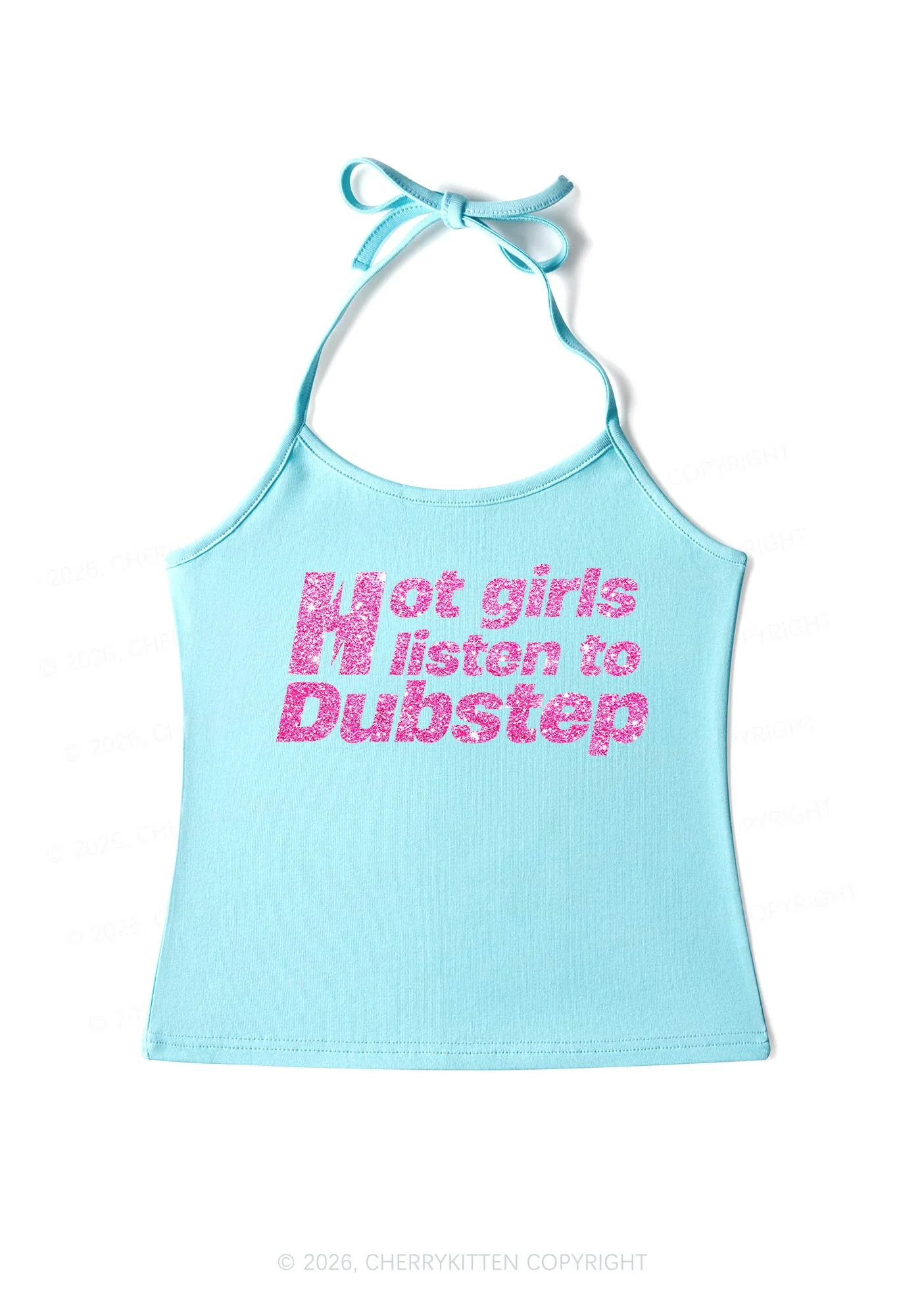 Glitter Hot Girls Listen To Dubstep Y2K Halter Neck Cami Cherrykitten - Image 6