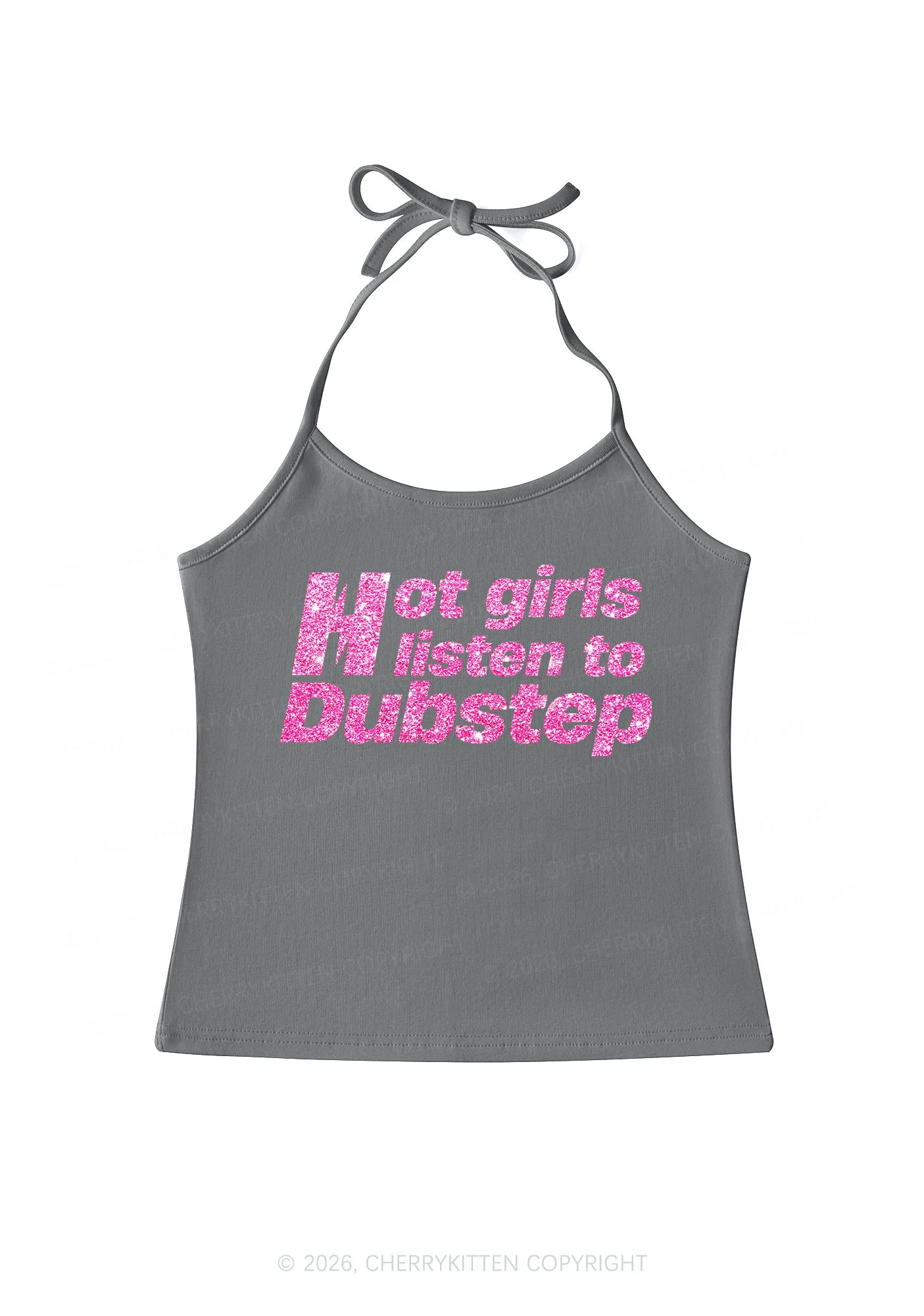 Glitter Hot Girls Listen To Dubstep Y2K Halter Neck Cami Cherrykitten - Image 7