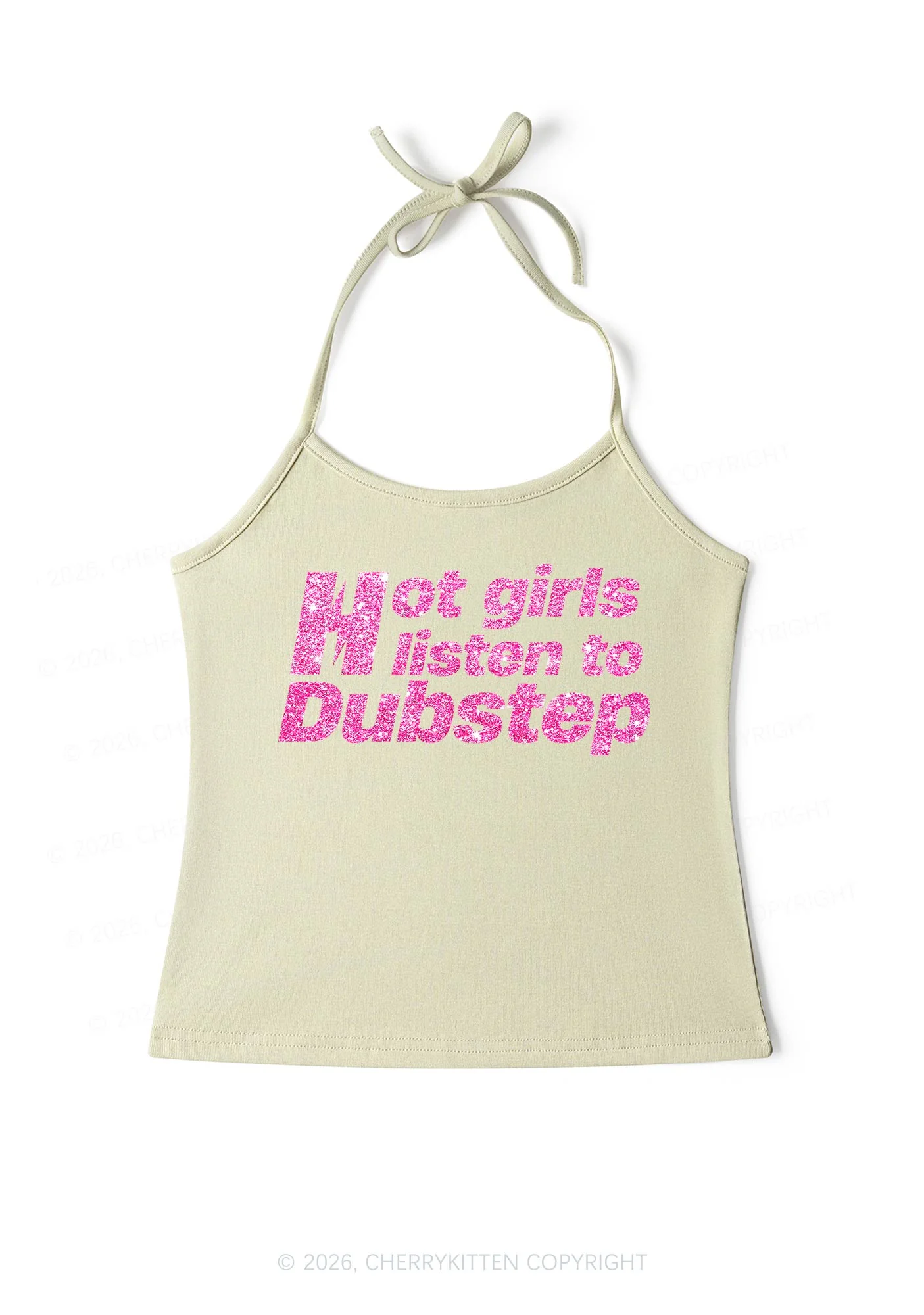 Glitter Hot Girls Listen To Dubstep Y2K Halter Neck Cami Cherrykitten - Image 8