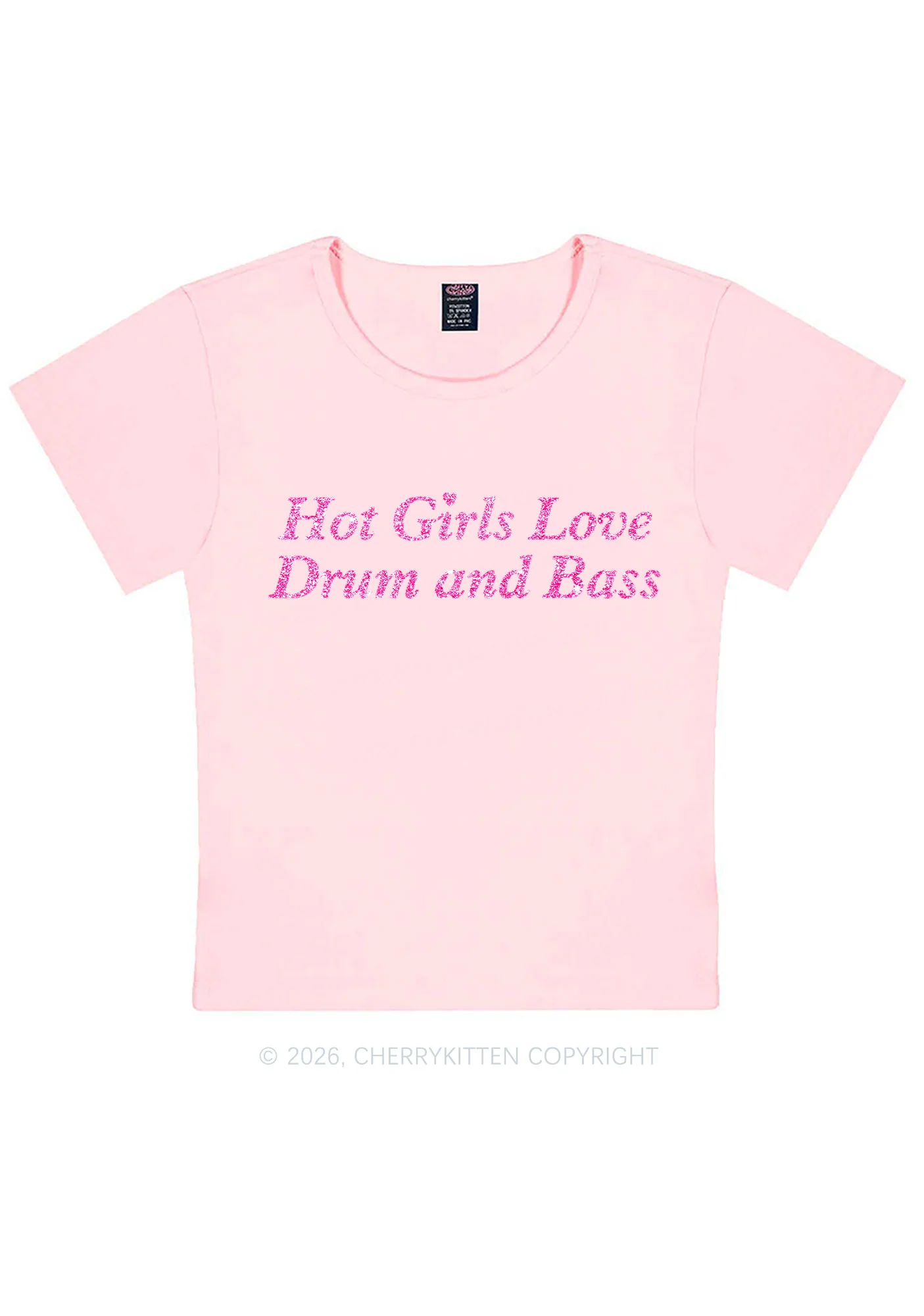 Glitter Hot Girls Love Drum And Bass Y2K Baby Tee Cherrykitten - Image 12