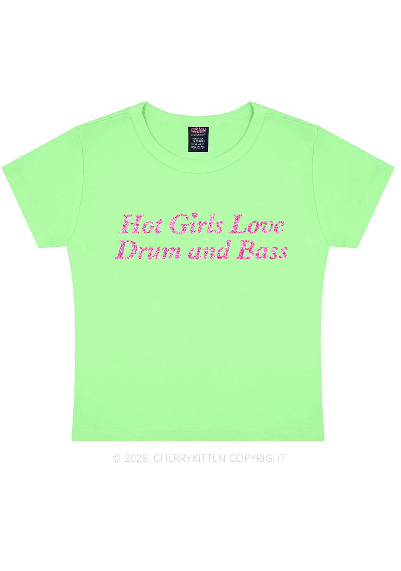 Glitter Hot Girls Love Drum And Bass Y2K Baby Tee Cherrykitten - Image 13