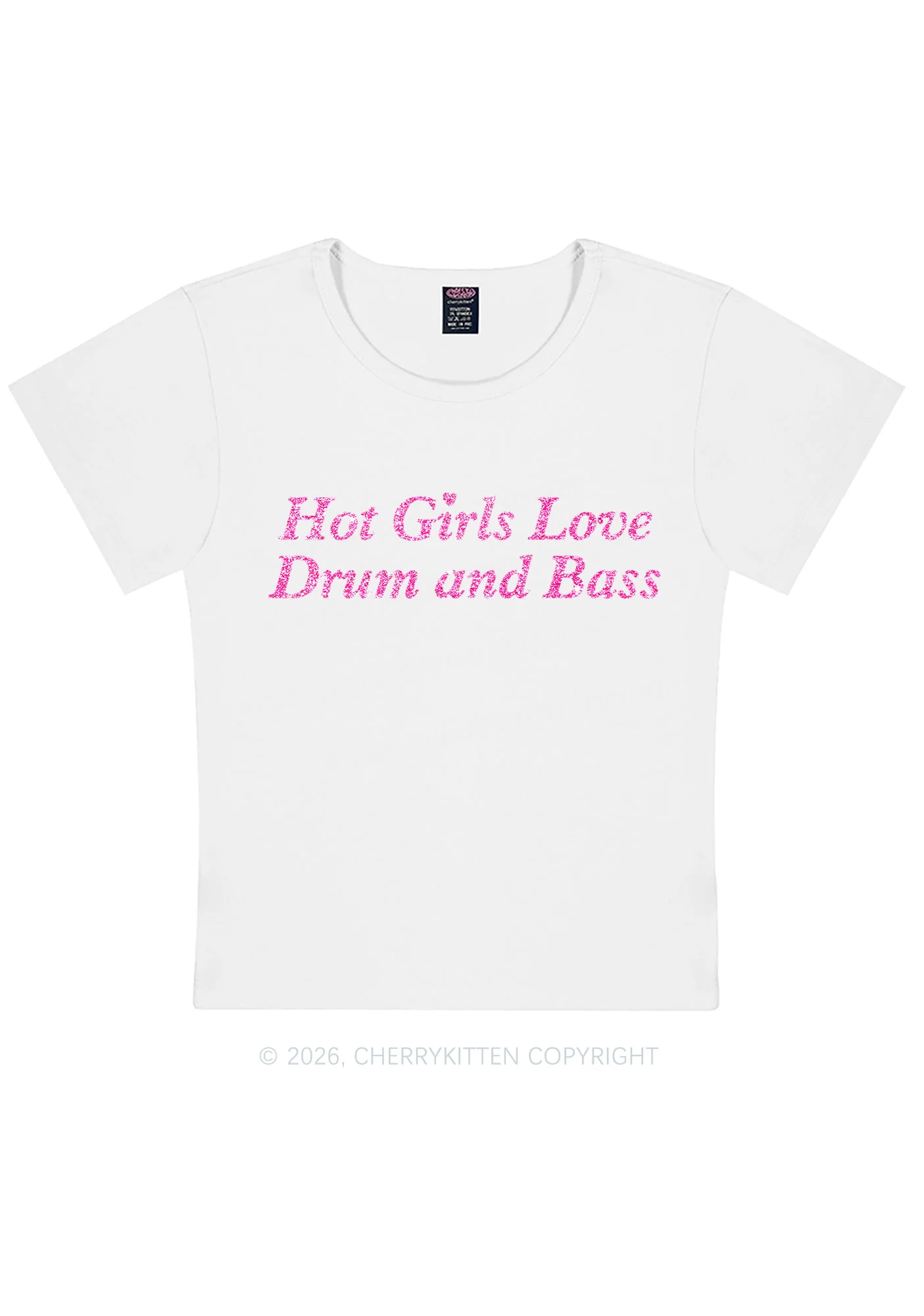 Glitter Hot Girls Love Drum And Bass Y2K Baby Tee Cherrykitten - Image 5