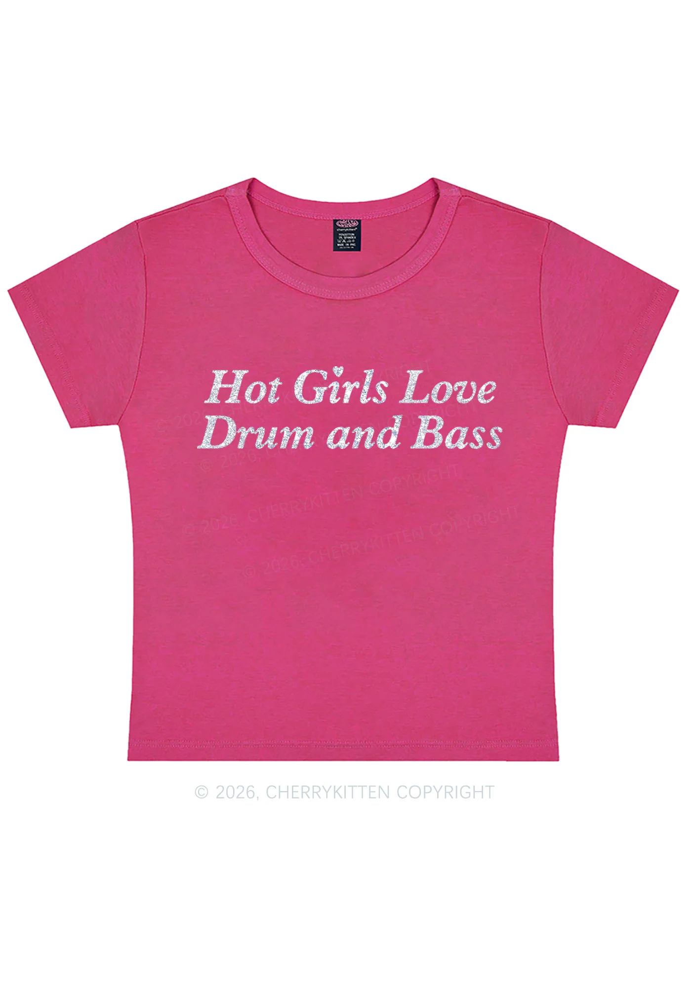 Glitter Hot Girls Love Drum And Bass Y2K Baby Tee Cherrykitten - Image 6