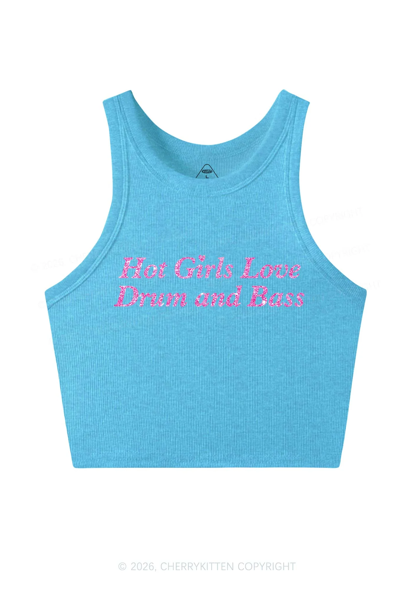 Glitter Hot Girls Love Drum And Bass Y2K Crop Tank Top Cherrykitten - Image 12