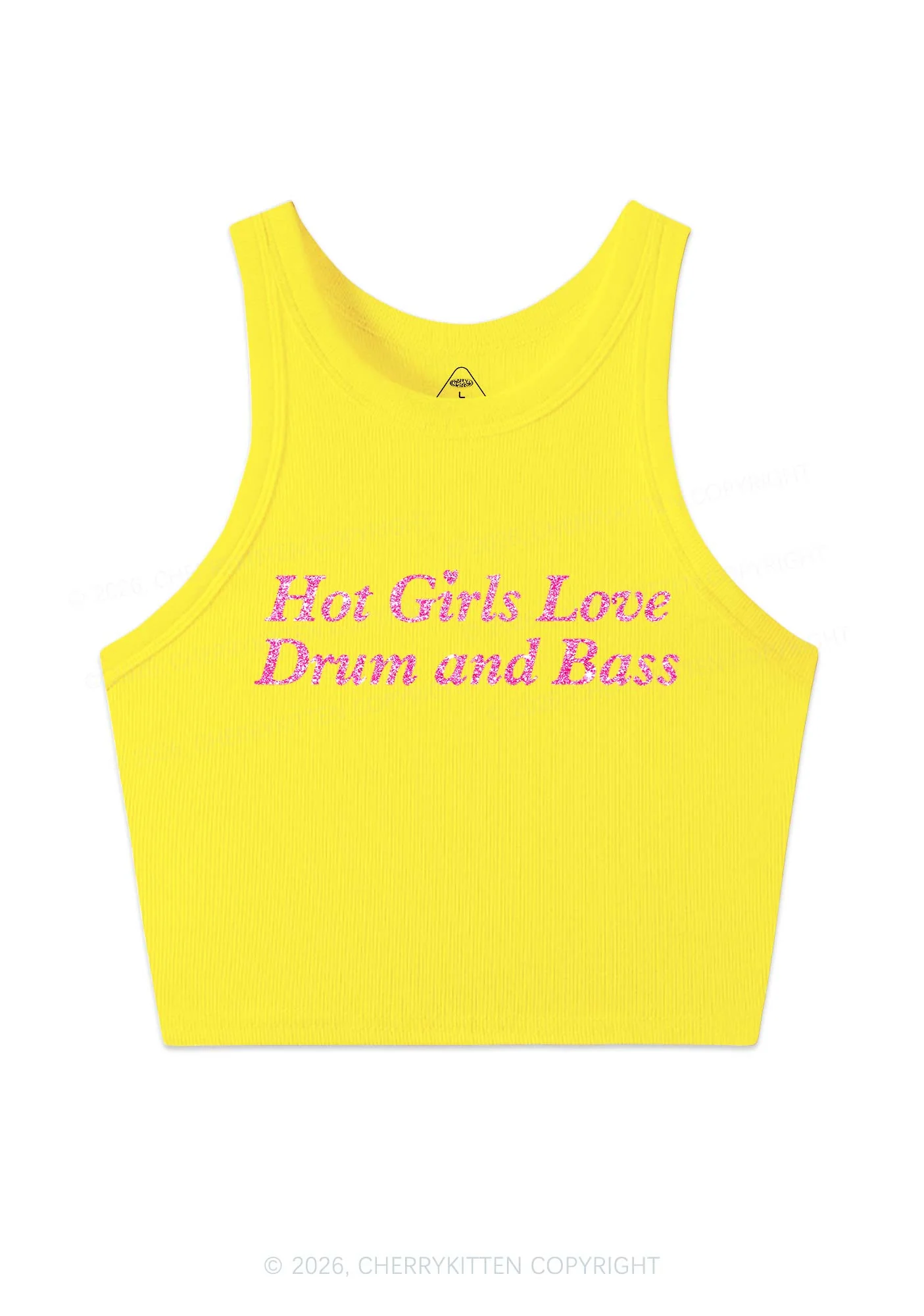 Glitter Hot Girls Love Drum And Bass Y2K Crop Tank Top Cherrykitten - Image 13