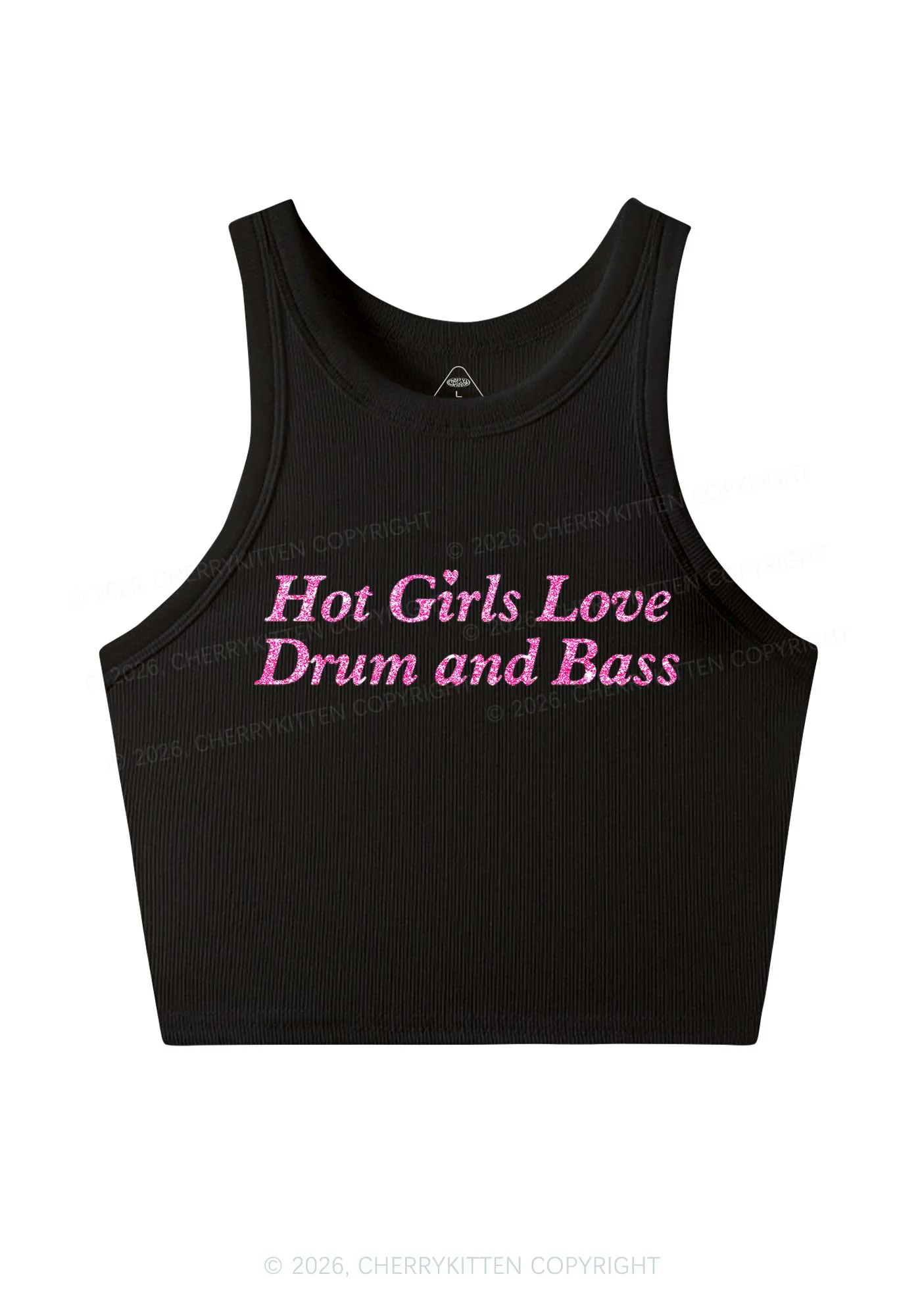 Glitter Hot Girls Love Drum And Bass Y2K Crop Tank Top Cherrykitten - Image 4