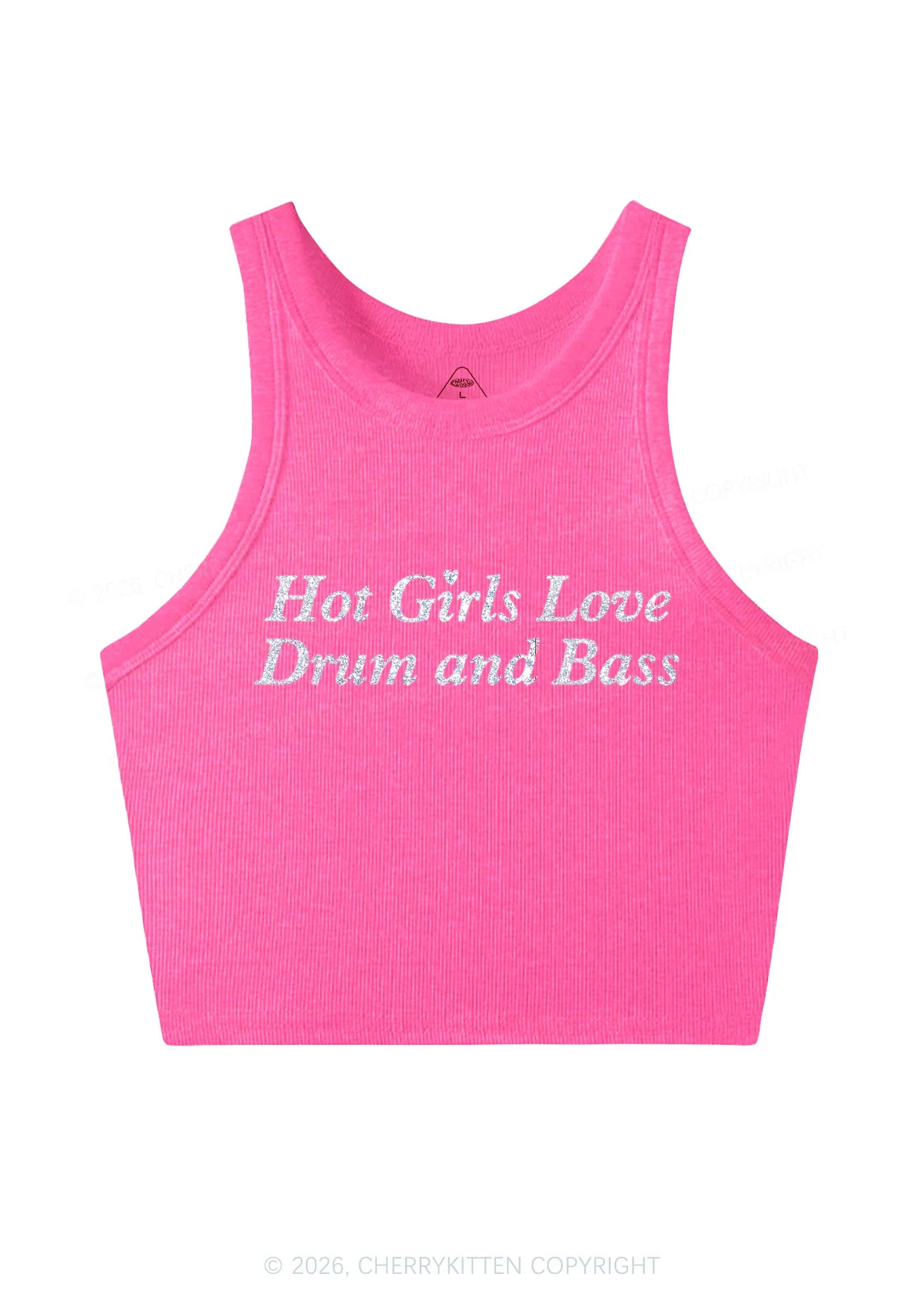 Glitter Hot Girls Love Drum And Bass Y2K Crop Tank Top Cherrykitten - Image 5