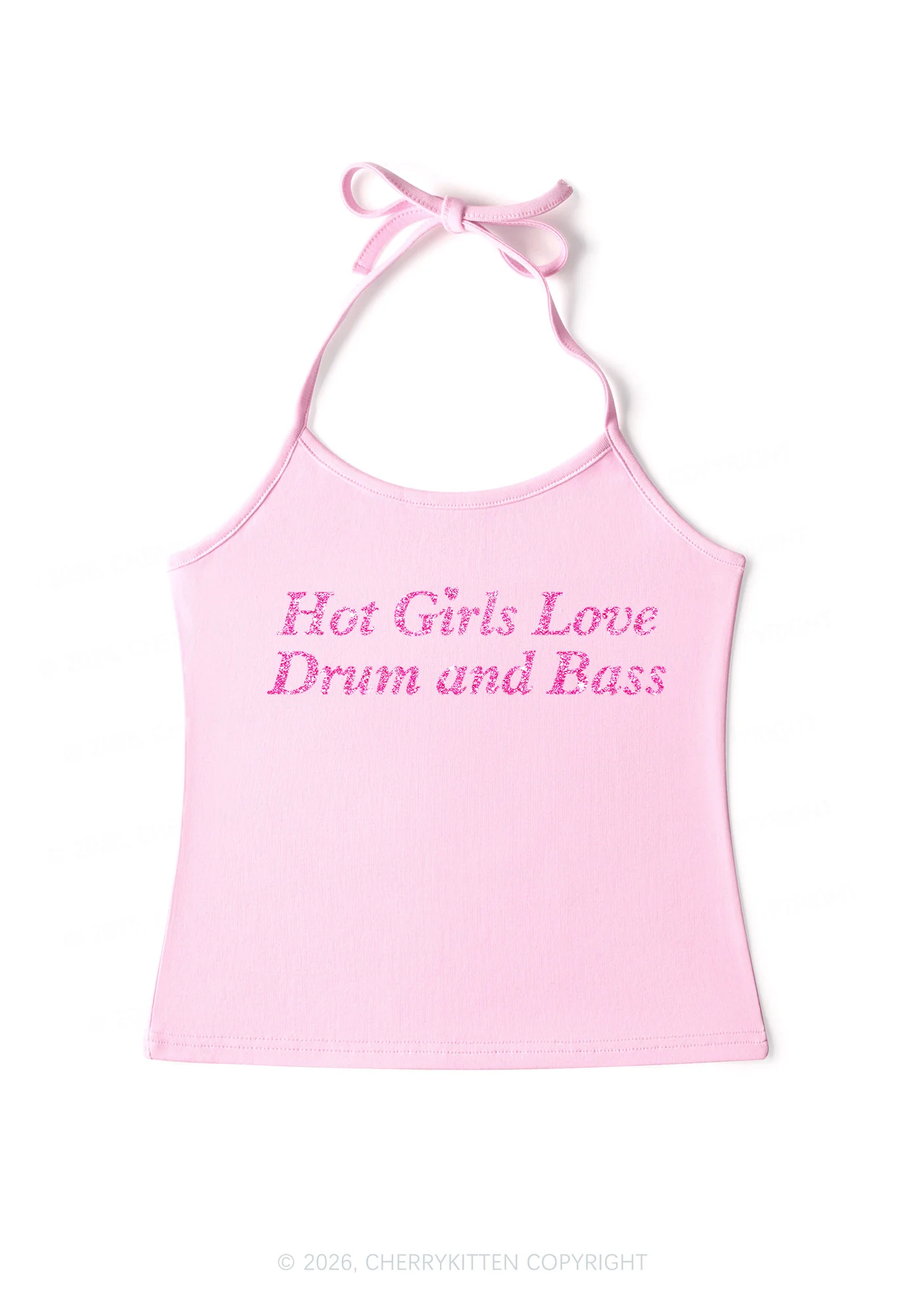 Glitter Hot Girls Love Drum And Bass Y2K Halter Neck Cami Cherrykitten - Image 5