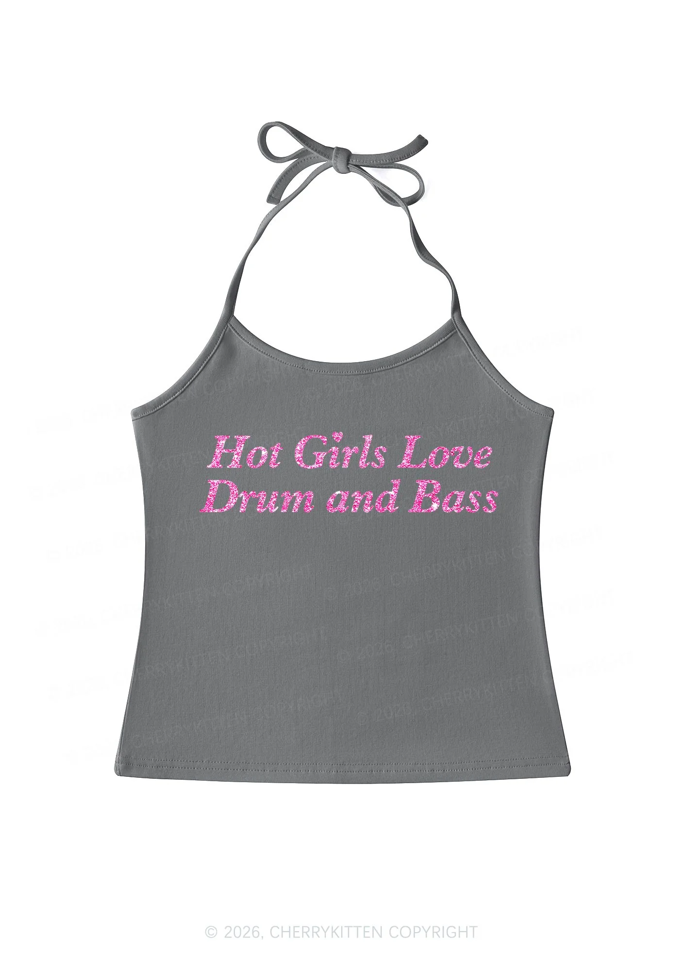 Glitter Hot Girls Love Drum And Bass Y2K Halter Neck Cami Cherrykitten - Image 7