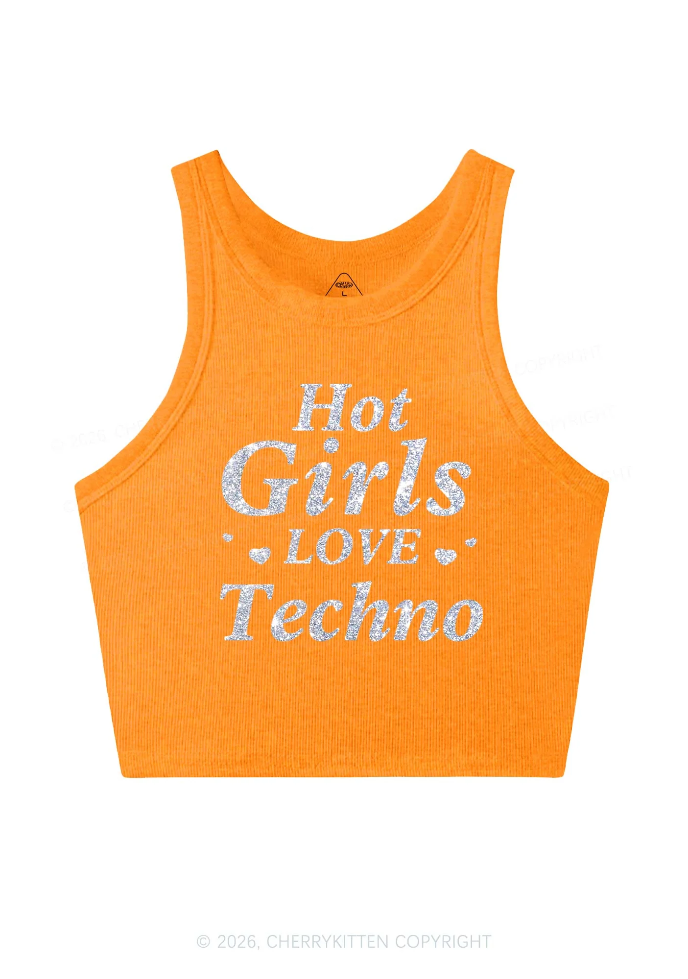 Glitter Hot Girls Love Techno Y2K Crop Tank Top Cherrykitten - Image 11