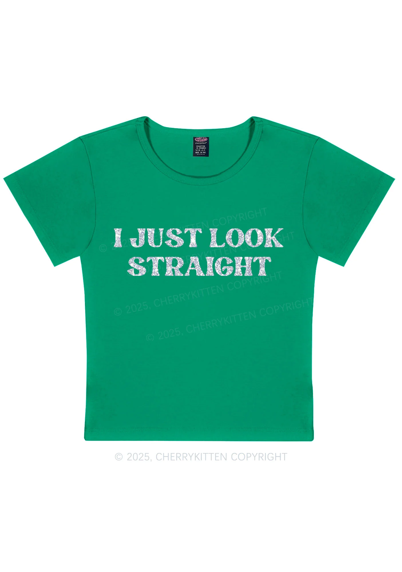 Glitter I Just Look Straight Pride Y2K Baby Tee Cherrykitten - Image 11