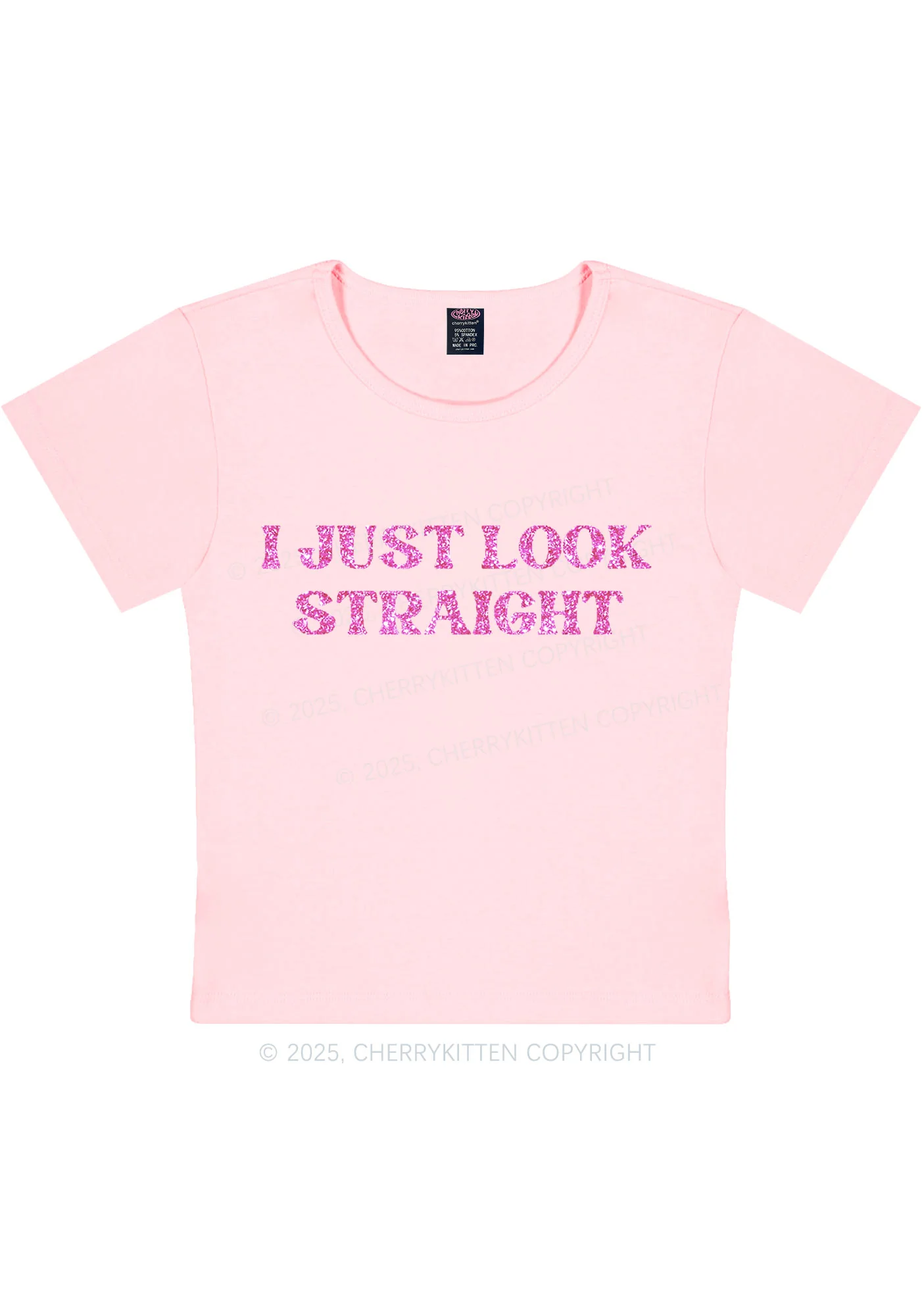 Glitter I Just Look Straight Pride Y2K Baby Tee Cherrykitten - Image 12