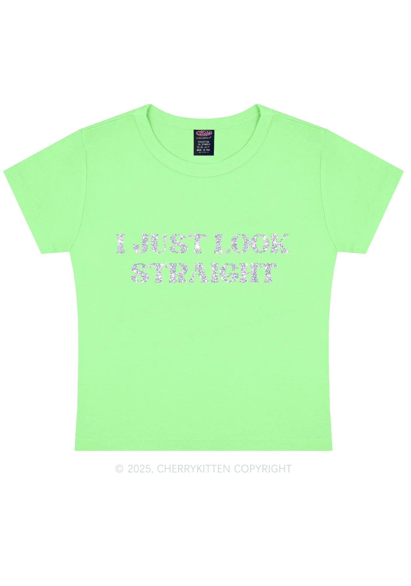 Glitter I Just Look Straight Pride Y2K Baby Tee Cherrykitten - Image 13