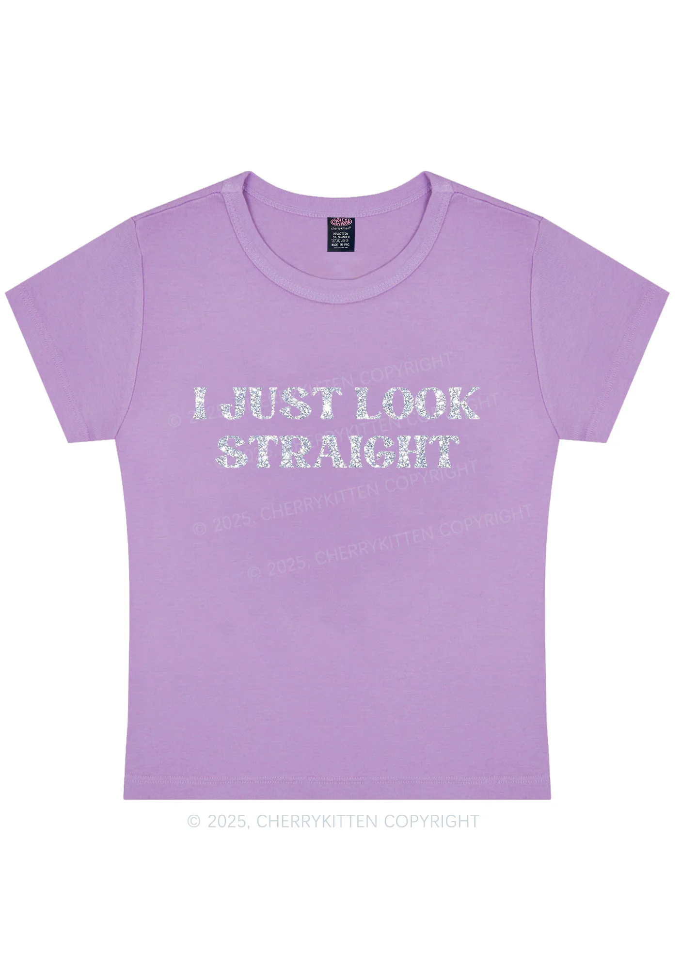 Glitter I Just Look Straight Pride Y2K Baby Tee Cherrykitten - Image 7