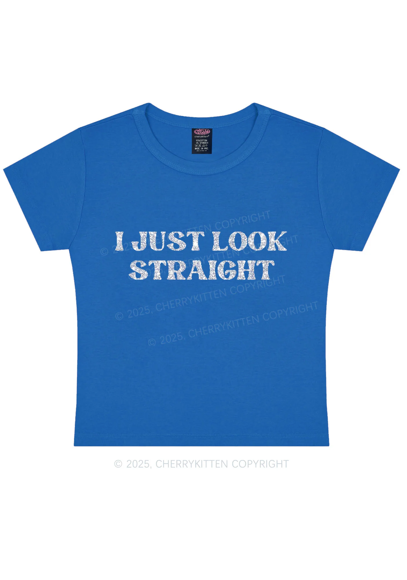 Glitter I Just Look Straight Pride Y2K Baby Tee Cherrykitten - Image 9