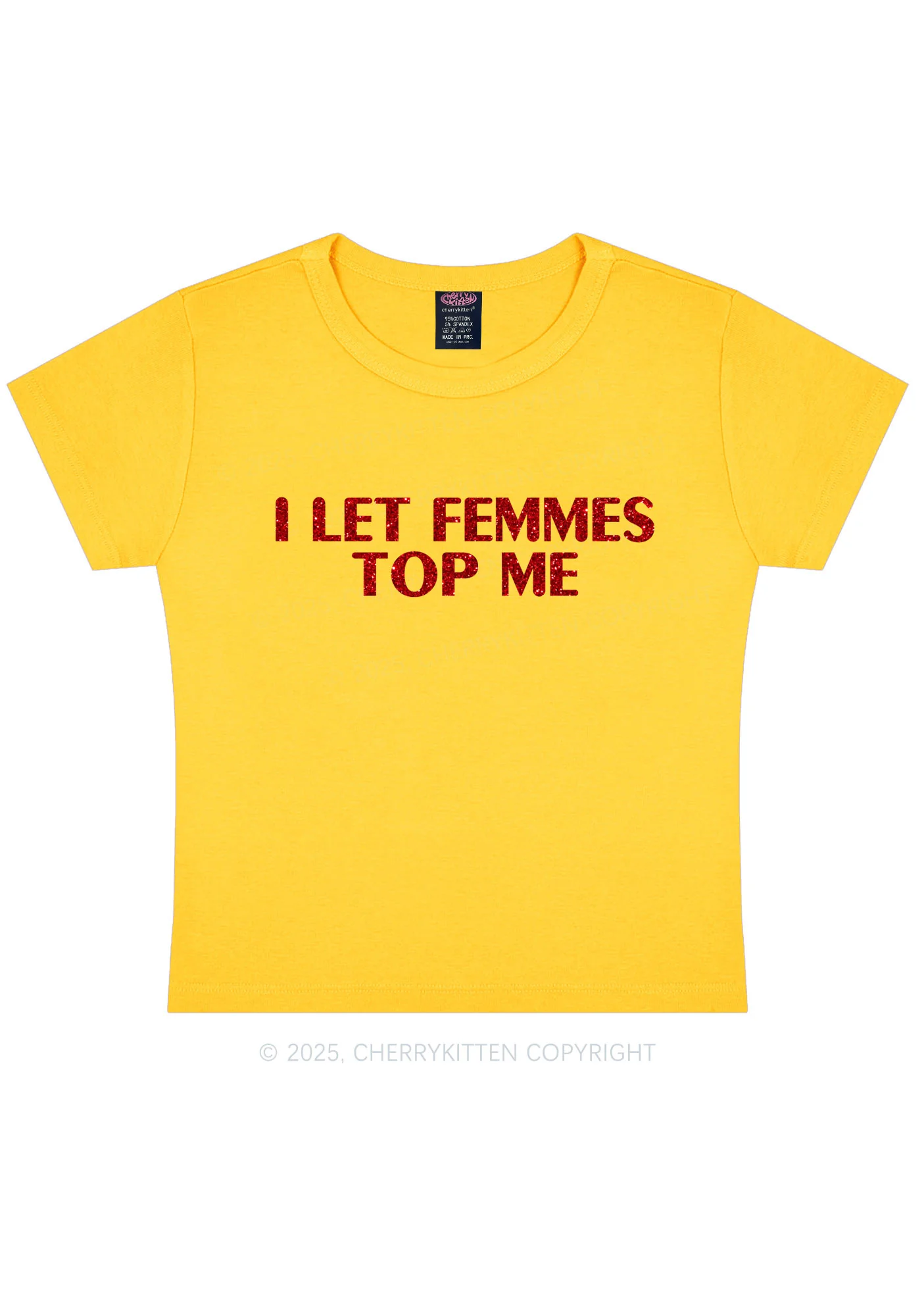 Glitter I Let Femmes Top Me Pride Y2K Baby Tee Cherrykitten - Image 5