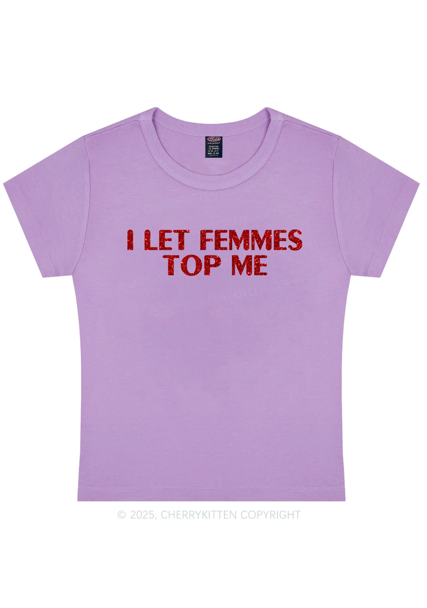 Glitter I Let Femmes Top Me Pride Y2K Baby Tee Cherrykitten - Image 8