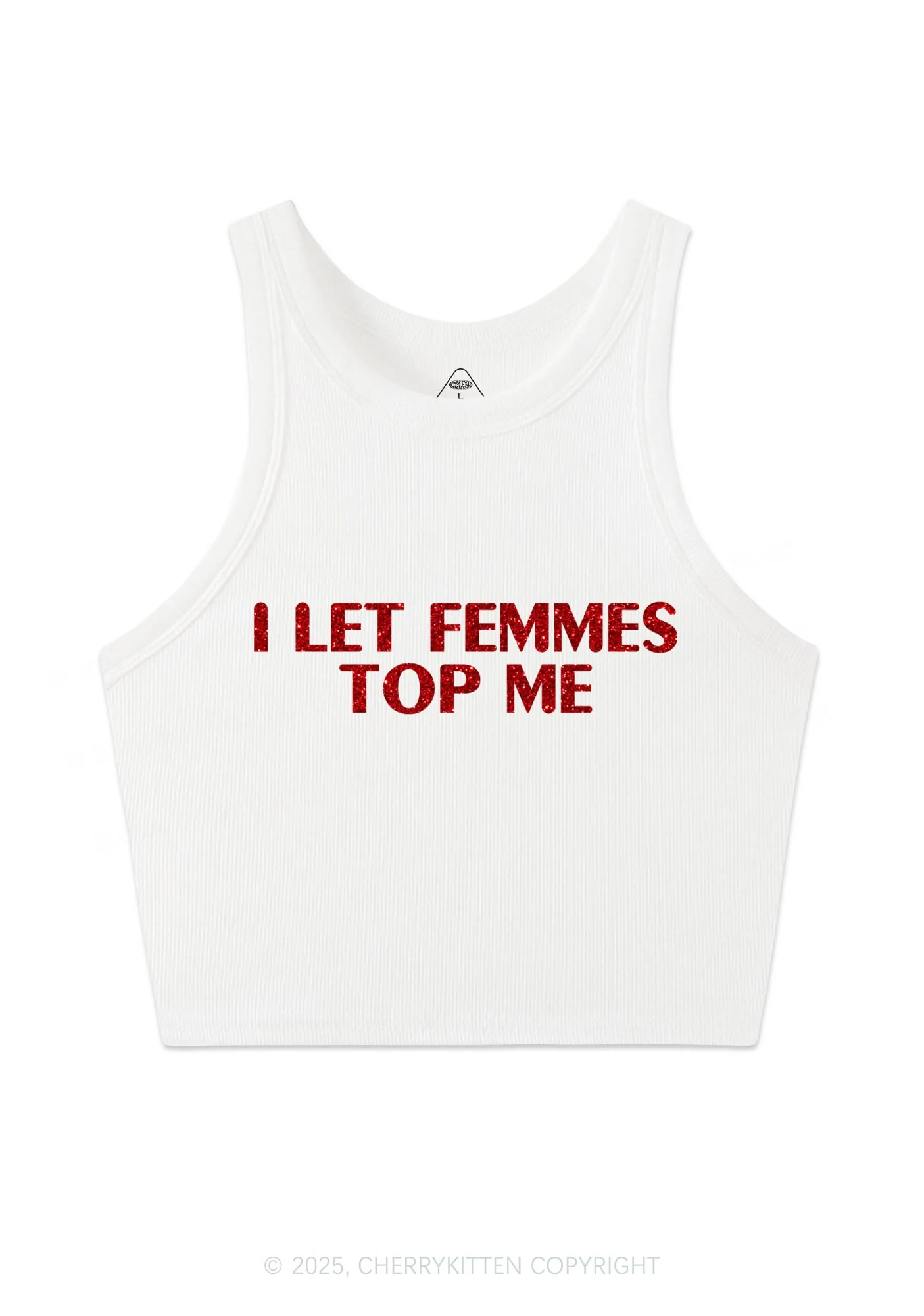 Glitter I Let Femmes Top Me Pride Y2K Crop Tank Top Cherrykitten - Image 4