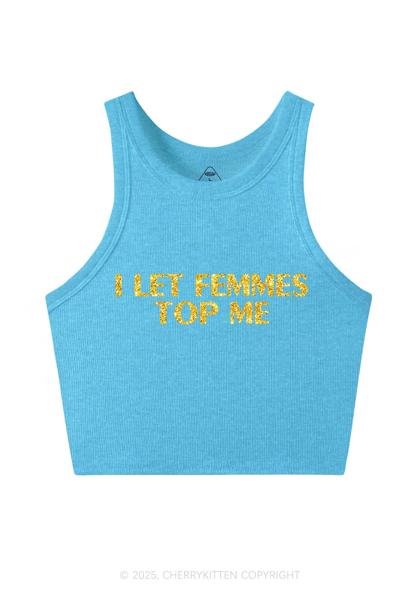 Glitter I Let Femmes Top Me Pride Y2K Crop Tank Top Cherrykitten - Image 6