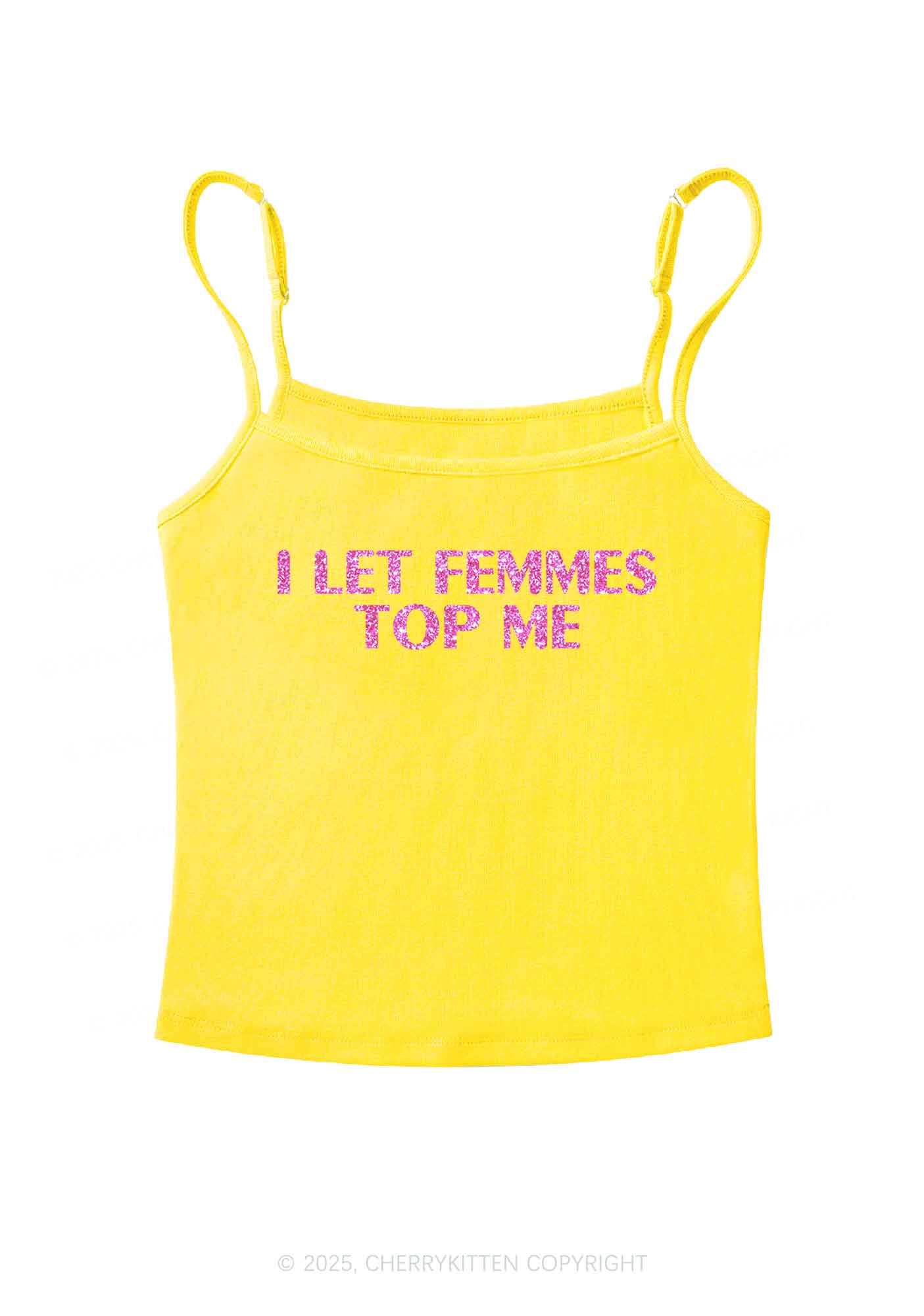 Glitter I Let Femmes Top Me Pride Y2K Spaghetti Strap Cami Cherrykitten - Image 7