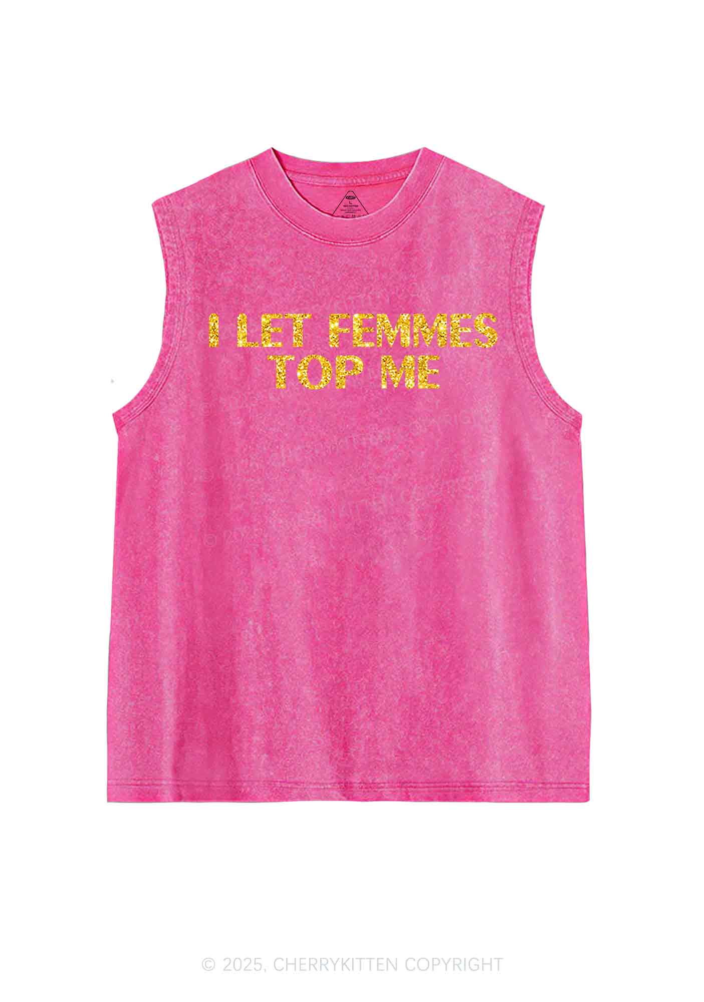 Glitter I Let Femmes Top Me Pride Y2K Washed Muscle Tank Cherrykitten - Image 4