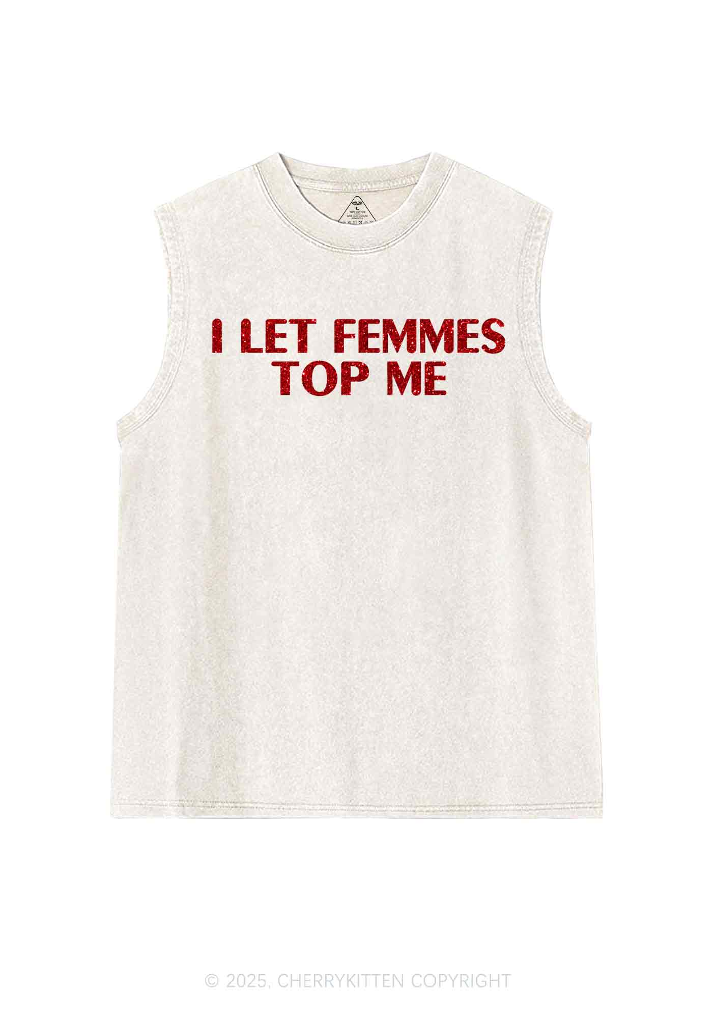 Glitter I Let Femmes Top Me Pride Y2K Washed Muscle Tank Cherrykitten - Image 5
