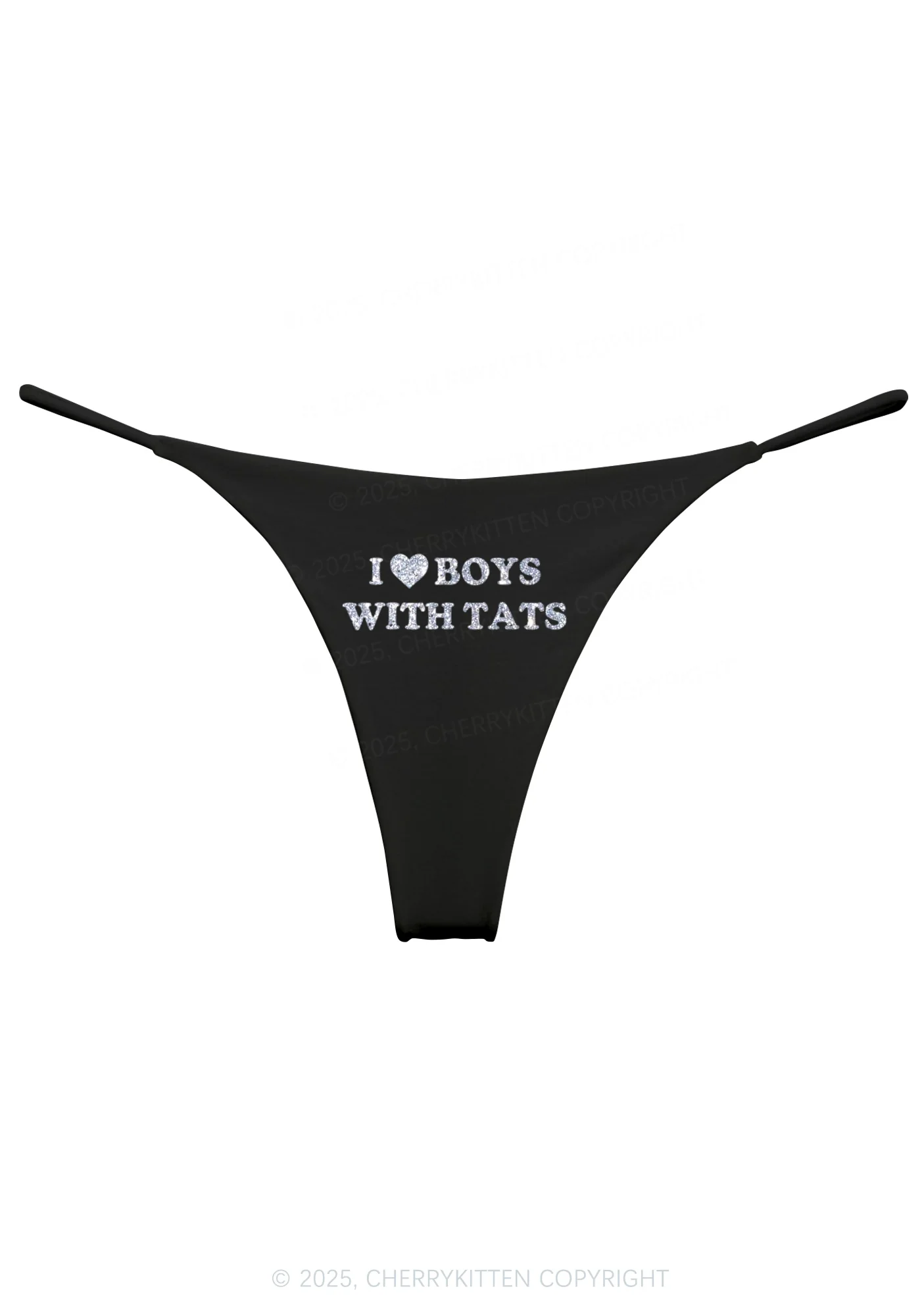 Glitter I Love Boys With Tats Y2K Bikini String Thong Cherrykitten - Image 4