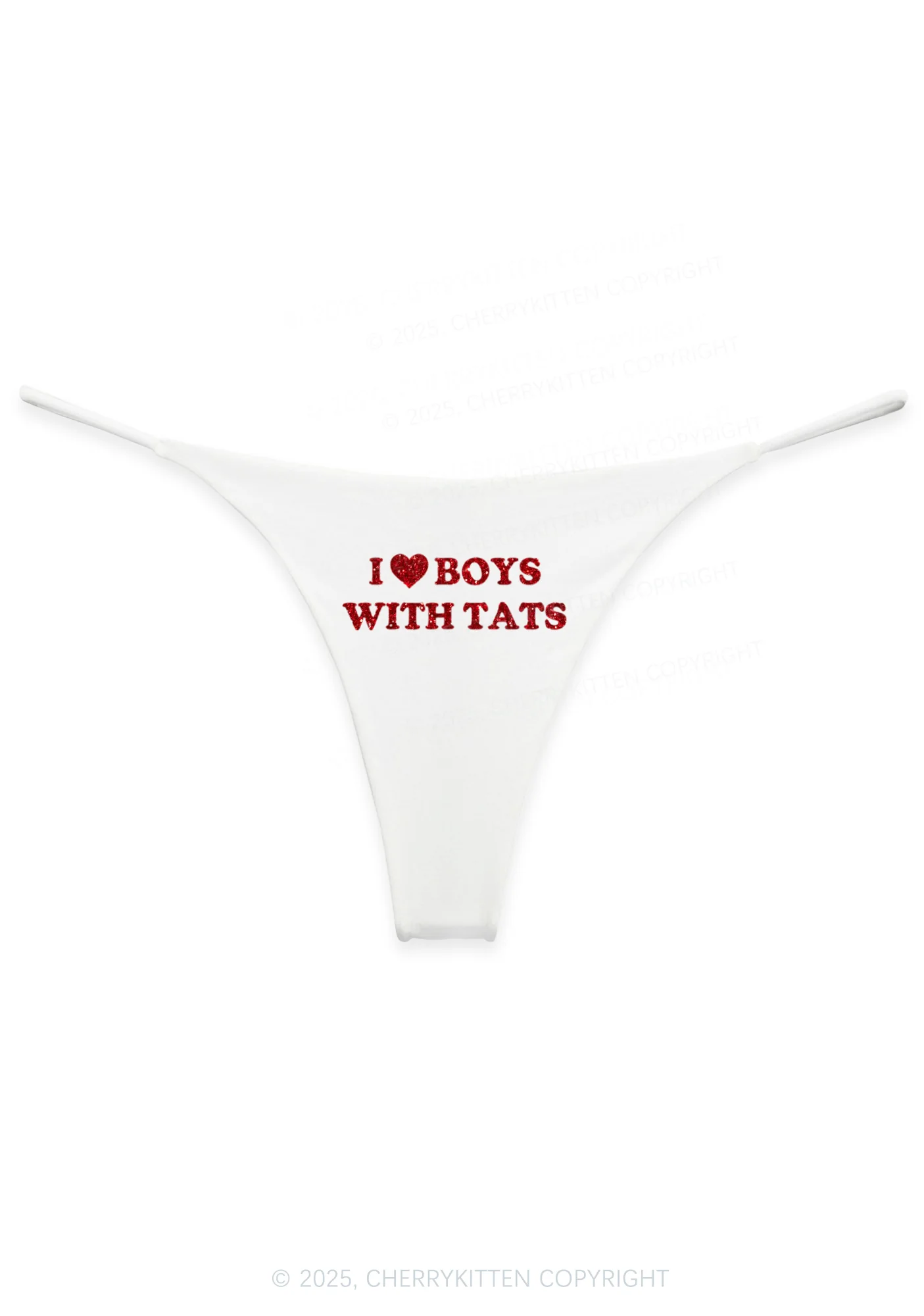 Glitter I Love Boys With Tats Y2K Bikini String Thong Cherrykitten - Image 5