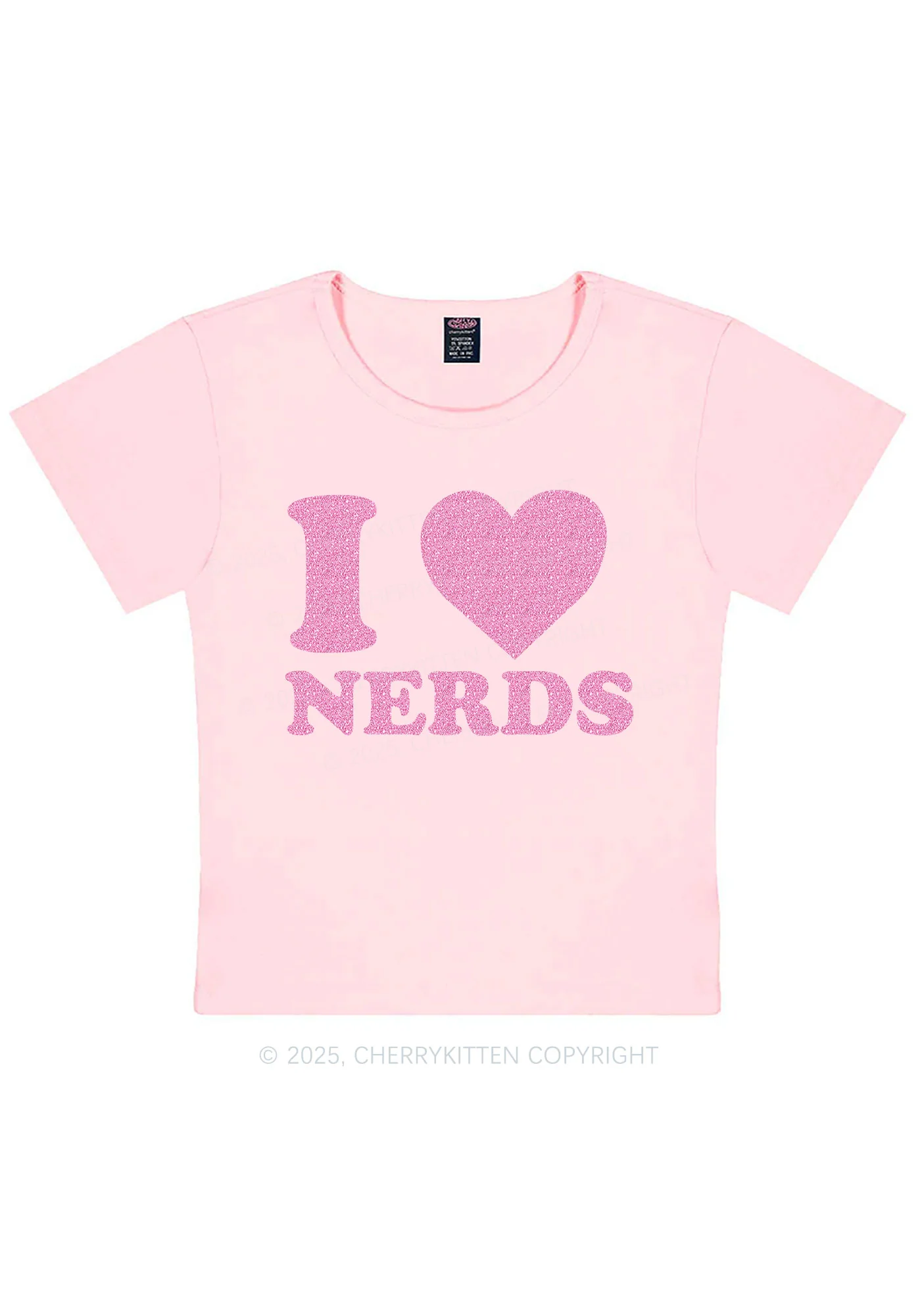 Glitter I Love Nerds Y2K Baby Tee Cherrykitten - Image 10