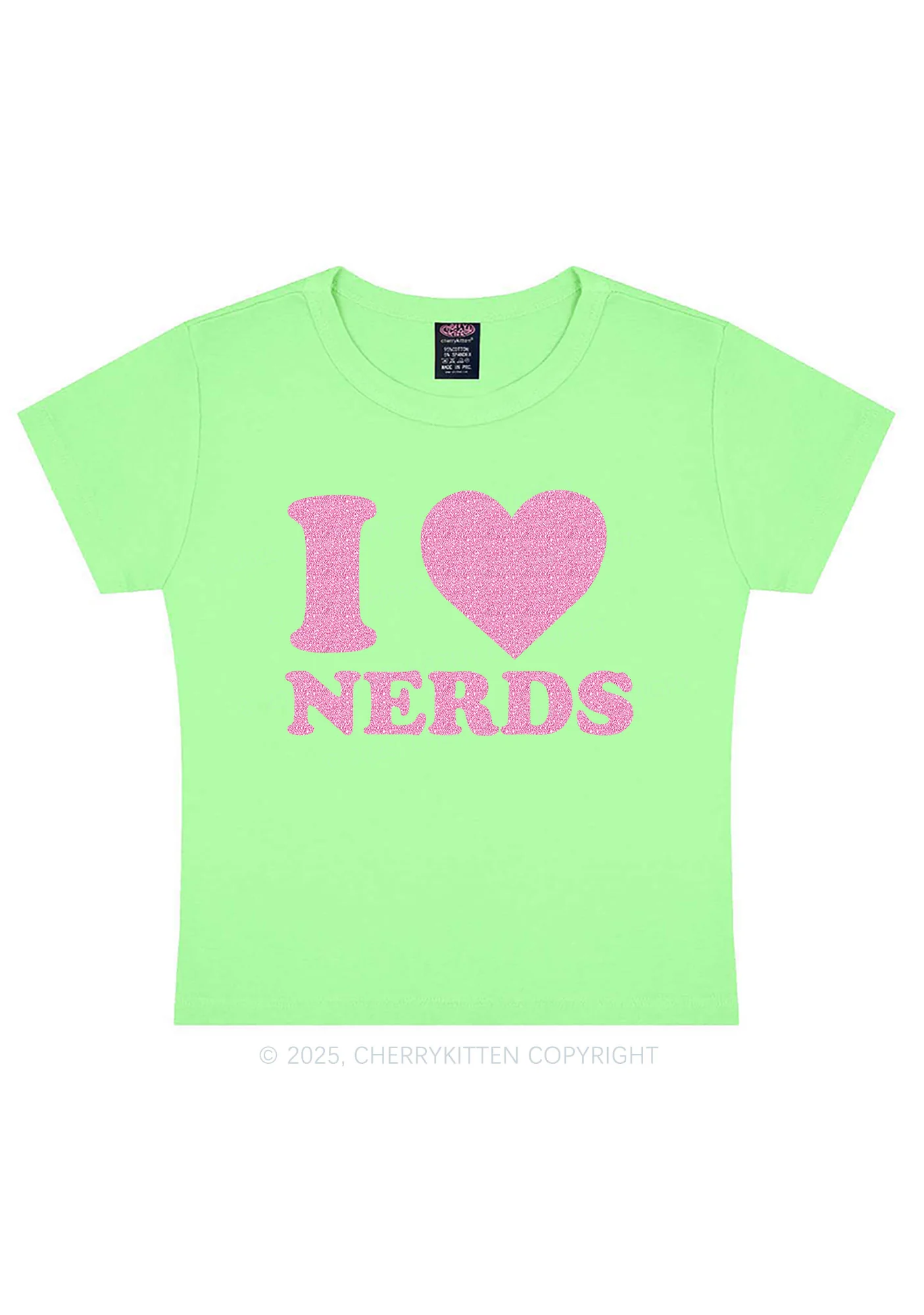 Glitter I Love Nerds Y2K Baby Tee Cherrykitten - Image 11