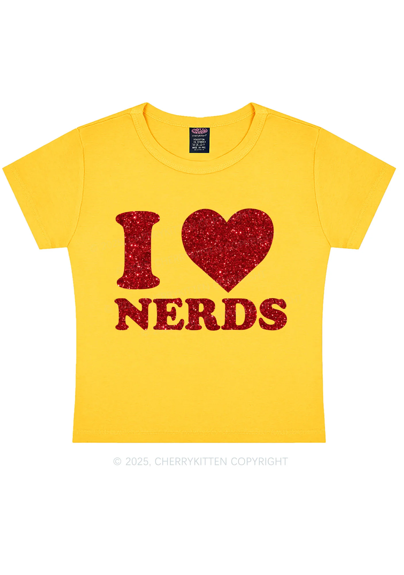 Glitter I Love Nerds Y2K Baby Tee Cherrykitten - Image 12