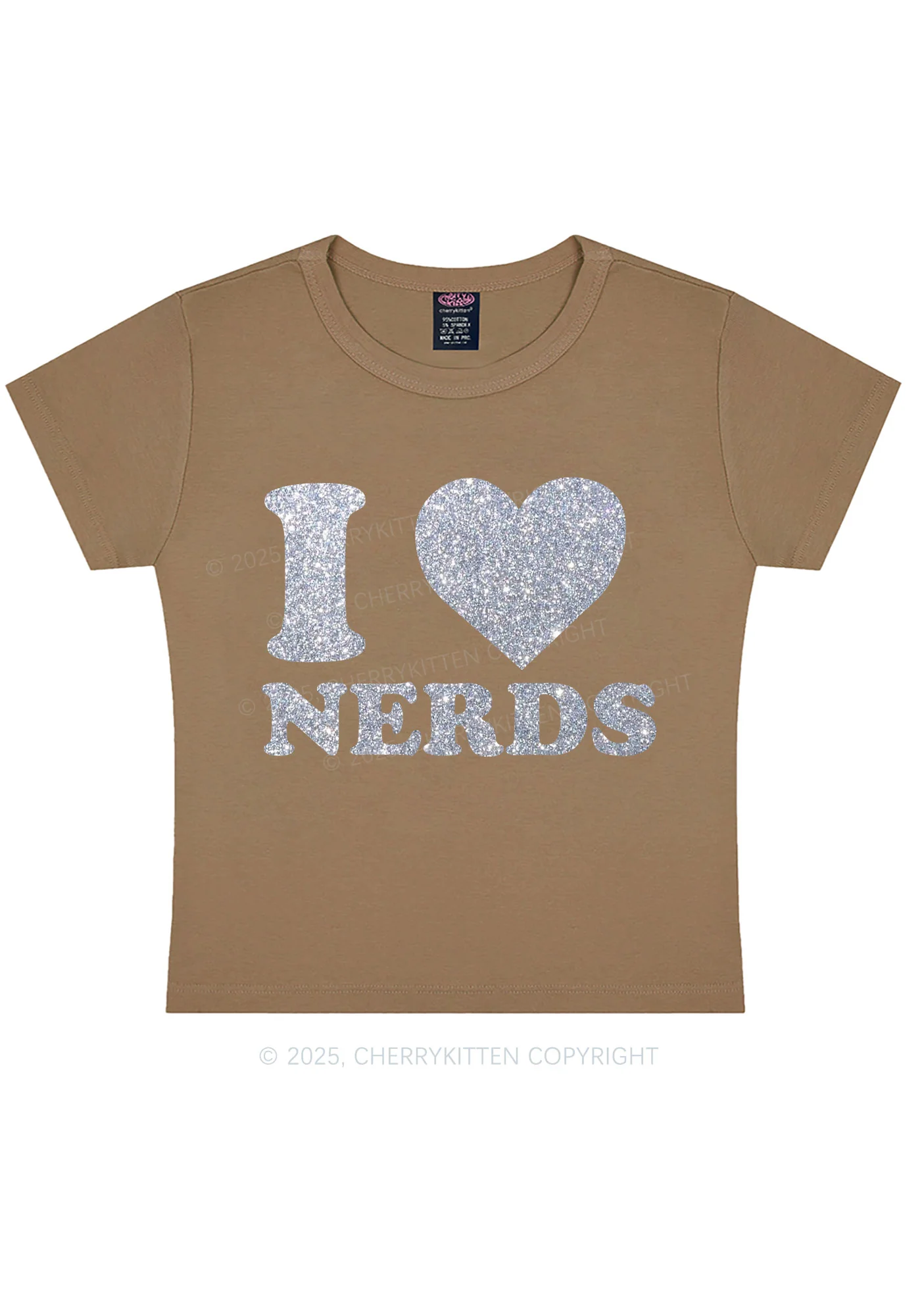 Glitter I Love Nerds Y2K Baby Tee Cherrykitten - Image 13