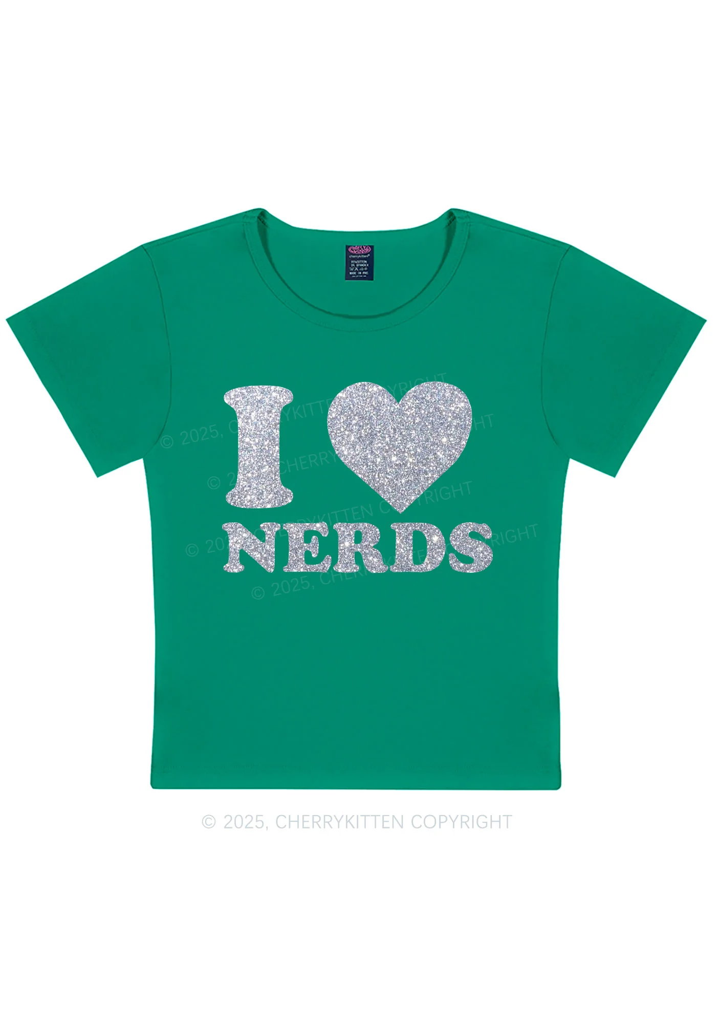 Glitter I Love Nerds Y2K Baby Tee Cherrykitten - Image 14