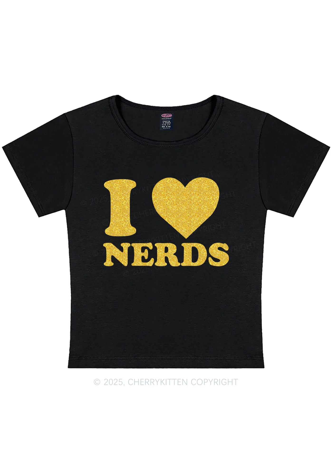 Glitter I Love Nerds Y2K Baby Tee Cherrykitten - Image 5