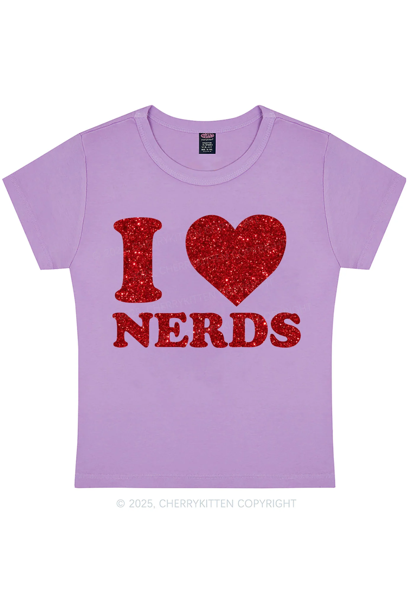 Glitter I Love Nerds Y2K Baby Tee Cherrykitten - Image 6