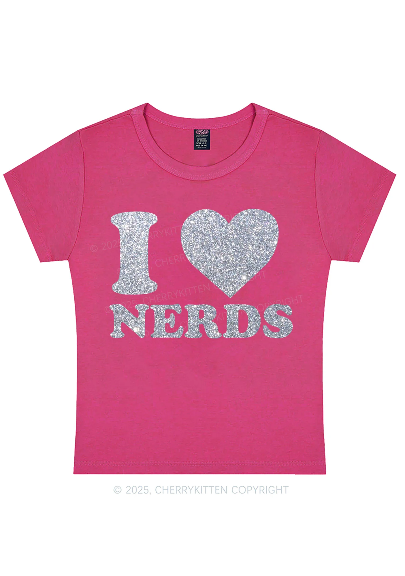 Glitter I Love Nerds Y2K Baby Tee Cherrykitten - Image 7