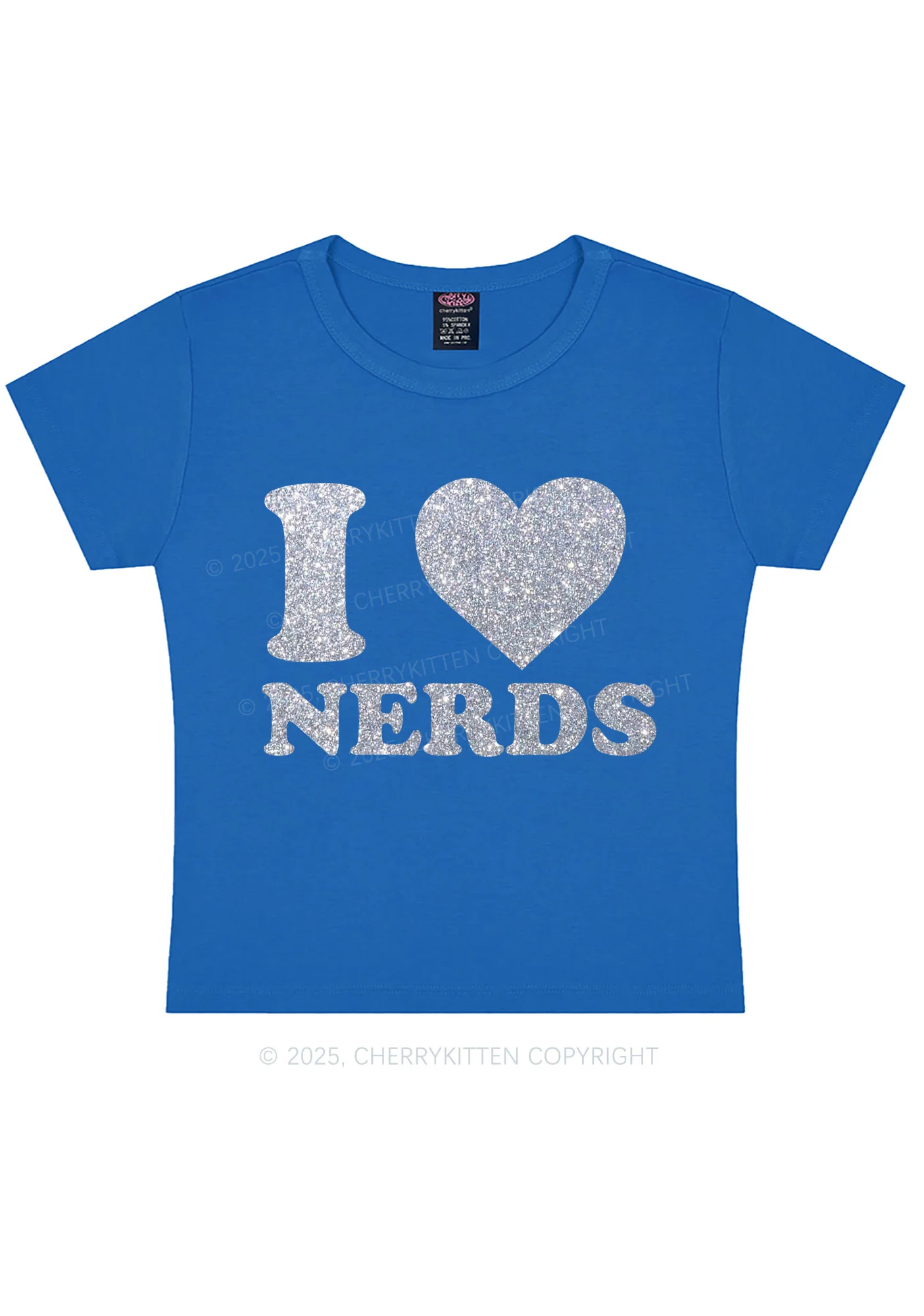 Glitter I Love Nerds Y2K Baby Tee Cherrykitten - Image 9